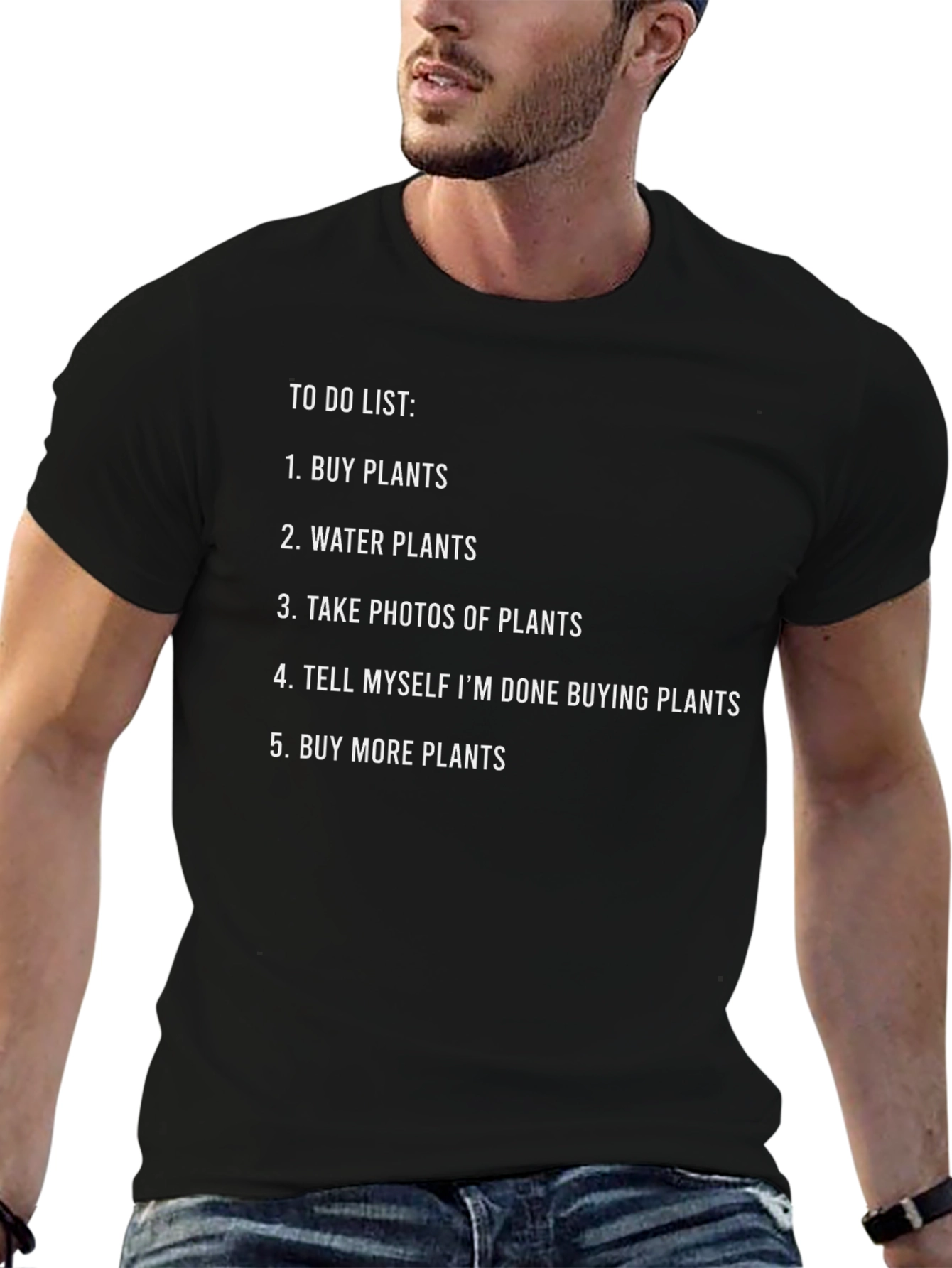 Black Plant Lover To-Do List Graphic T-Shirt view 6