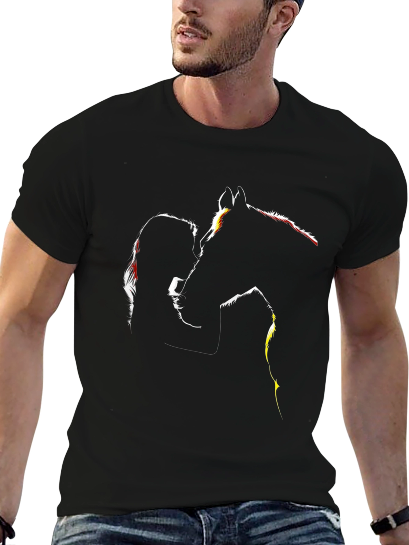 Black Silhouette Horse & Woman Graphic Tee - Black view 6