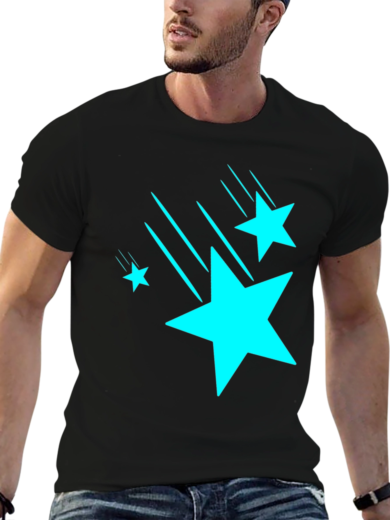 Black Starry Sky Black Tee - Unisex Casual Cotton Blend view 6
