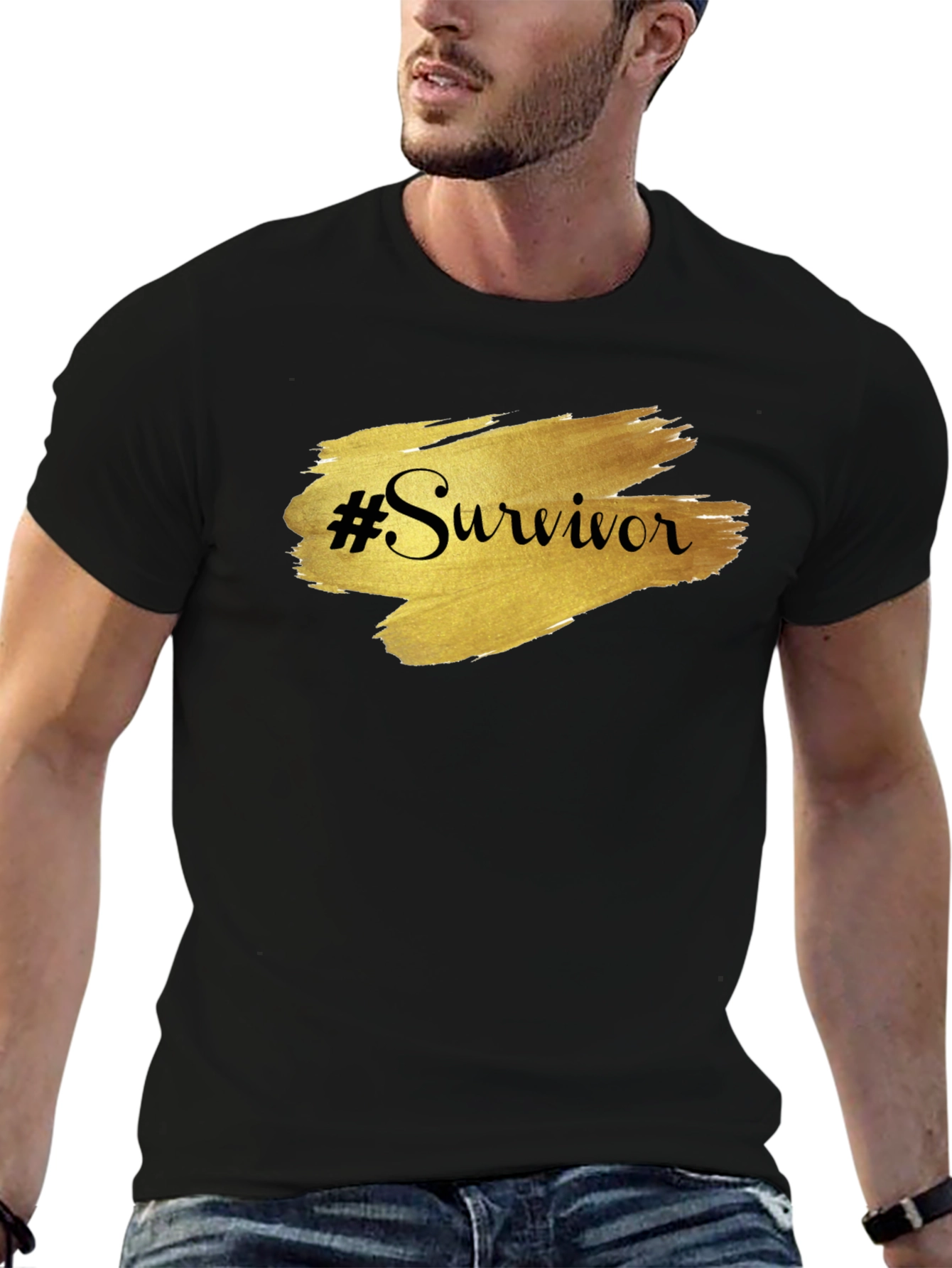 Black Survivor Graphic Tee - Black Unisex T-Shirt view 6