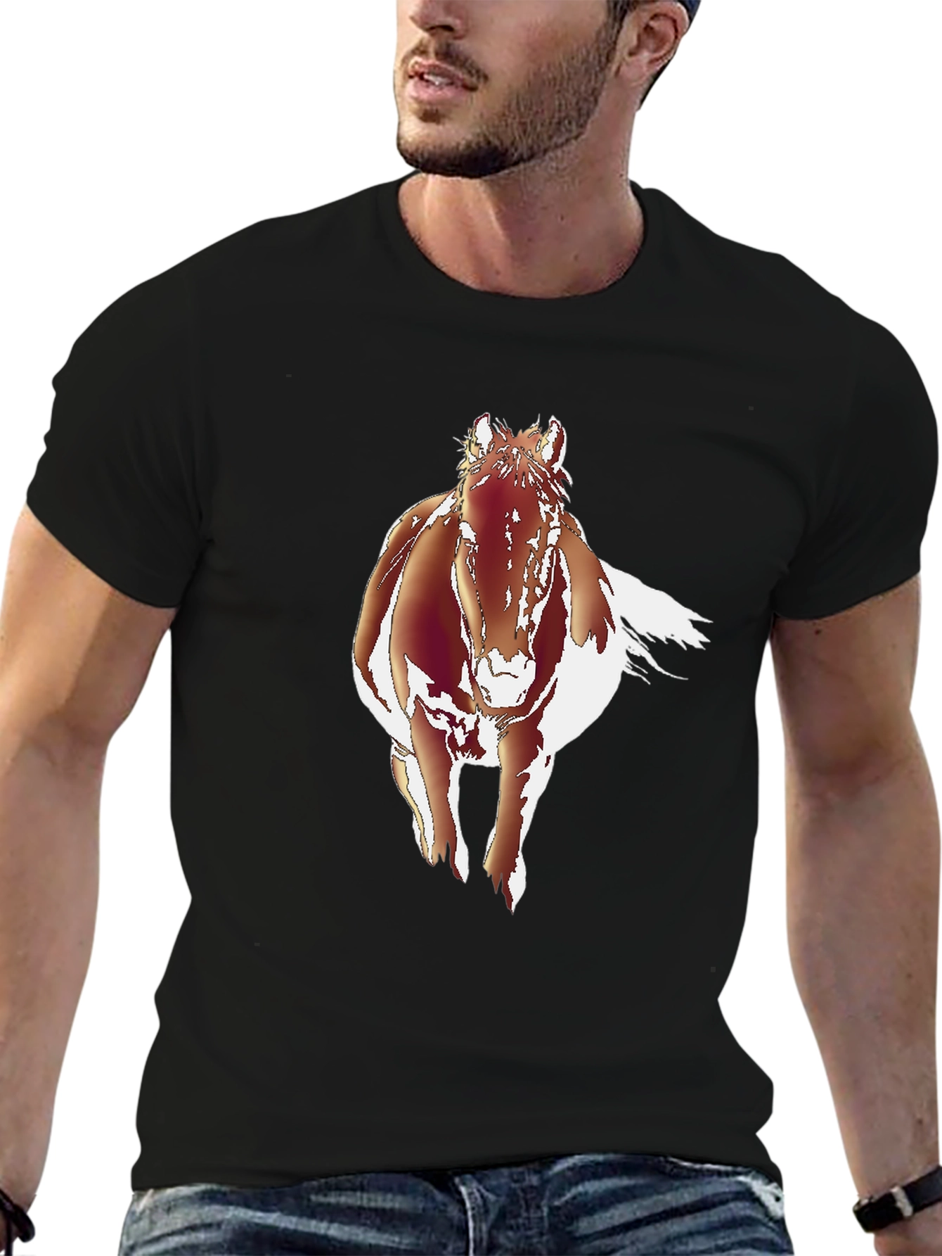 Black Running Horse Graphic T-Shirt view 6
