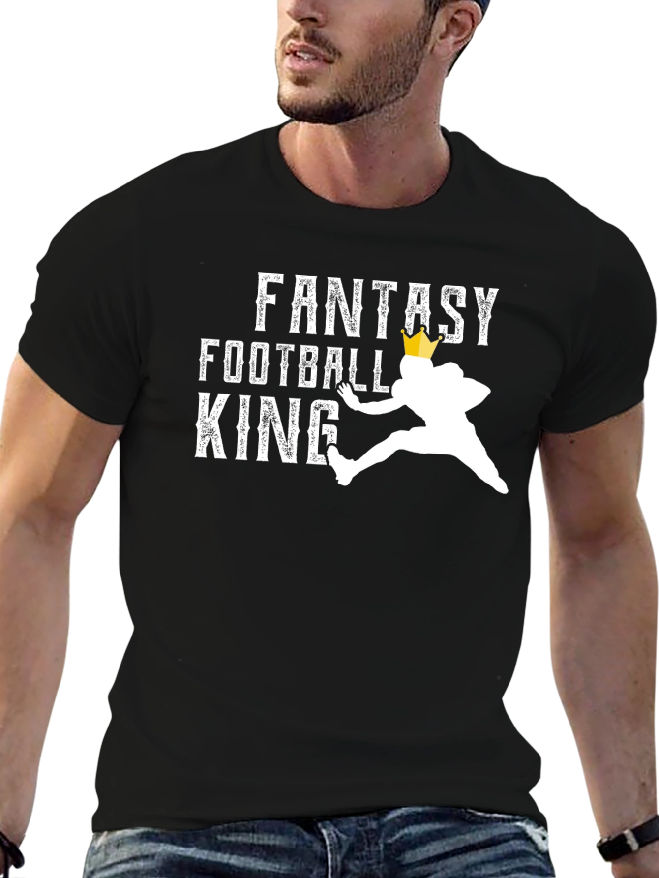 Black Fantasy Football King T-Shirt view 6