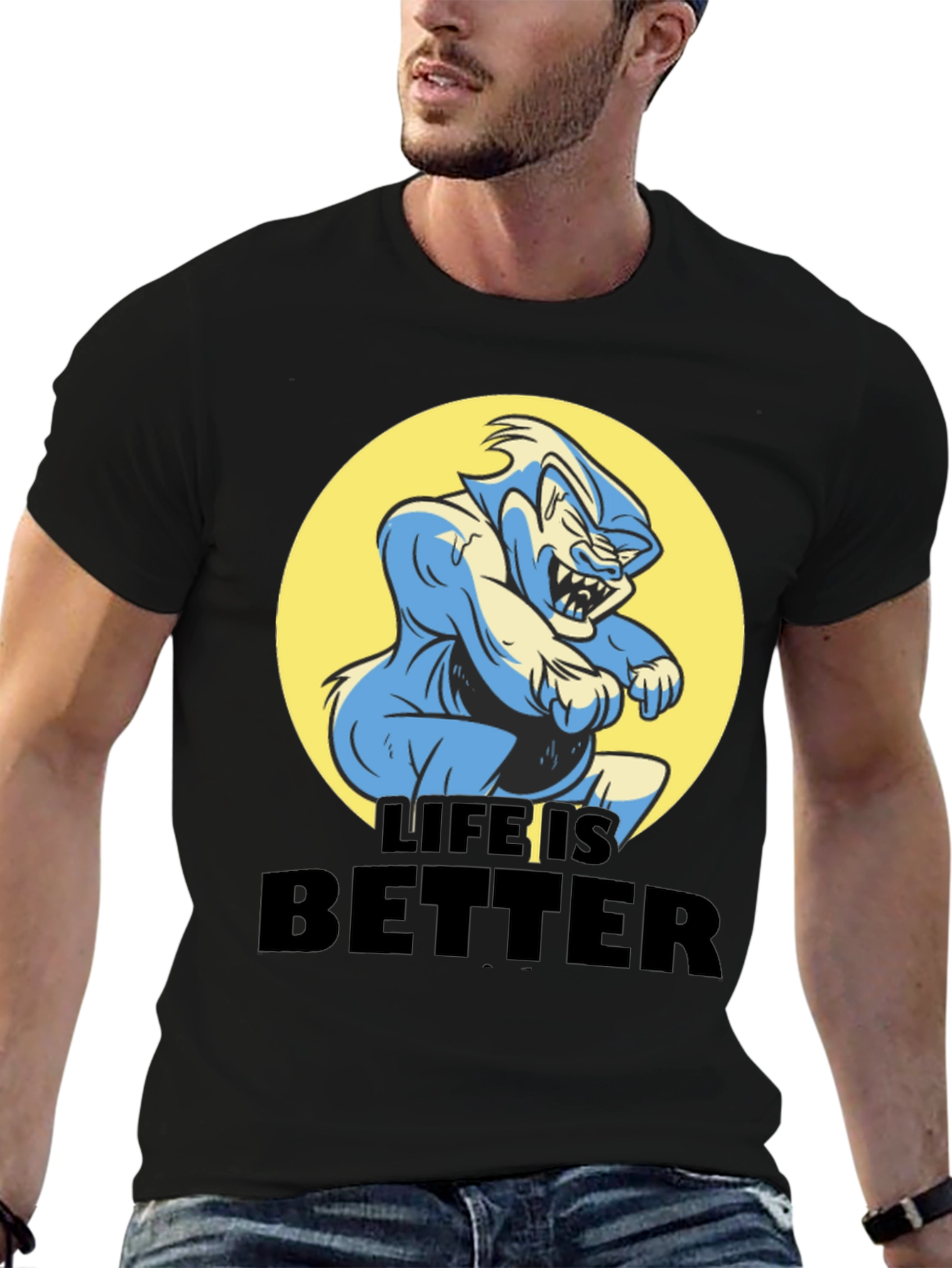 Black Life is Better Cartoon Graphic Tee view 6