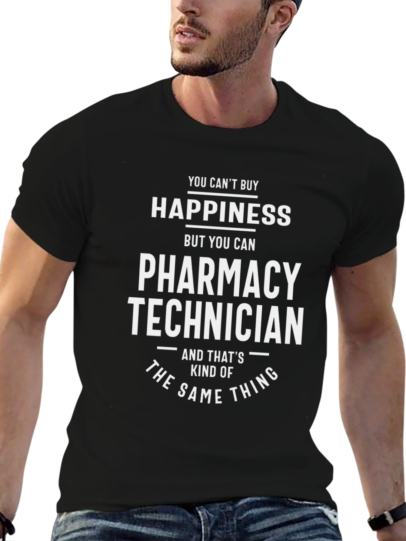 Black Pharmacy Technician Happiness T-Shirt view 6