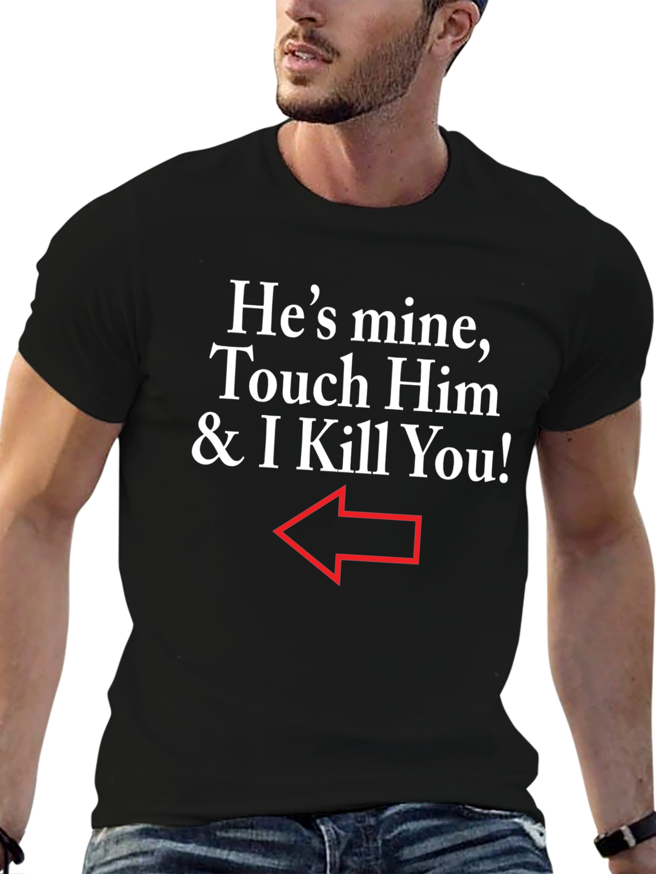 Black He's Mine Funny Graphic T-Shirt view 6