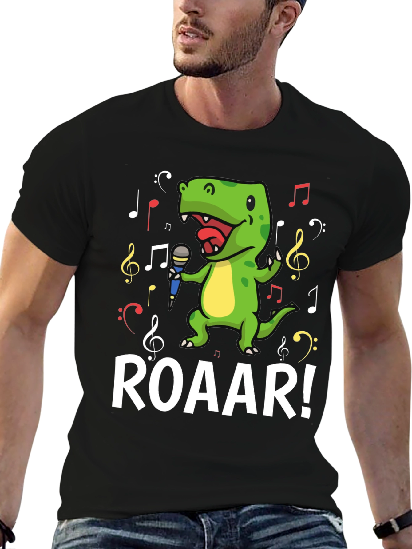 Black Dino Singer T-Shirt - Roar! view 6