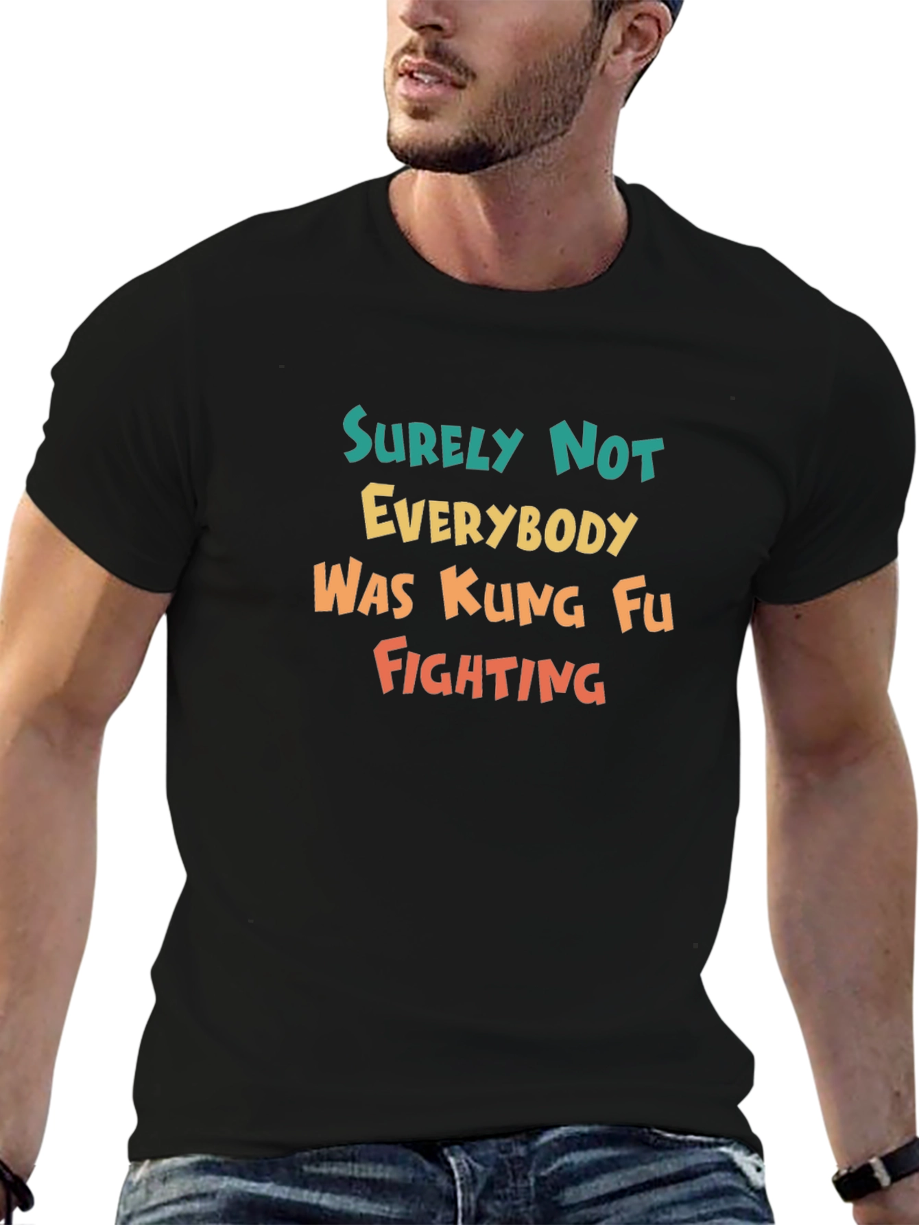 Black Surely Not Everybody Kung Fu Fighting Tee view 6