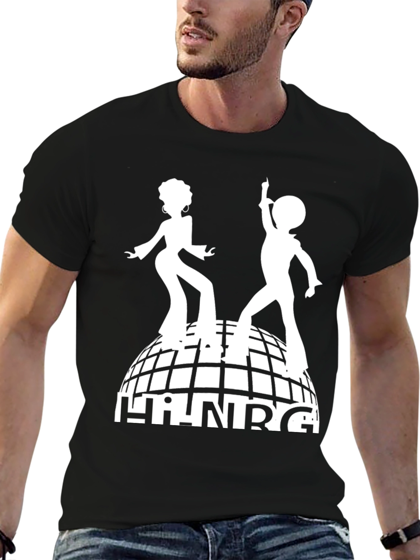 Black Retro Disco T-Shirt - Hi NRG Dance Tee view 6