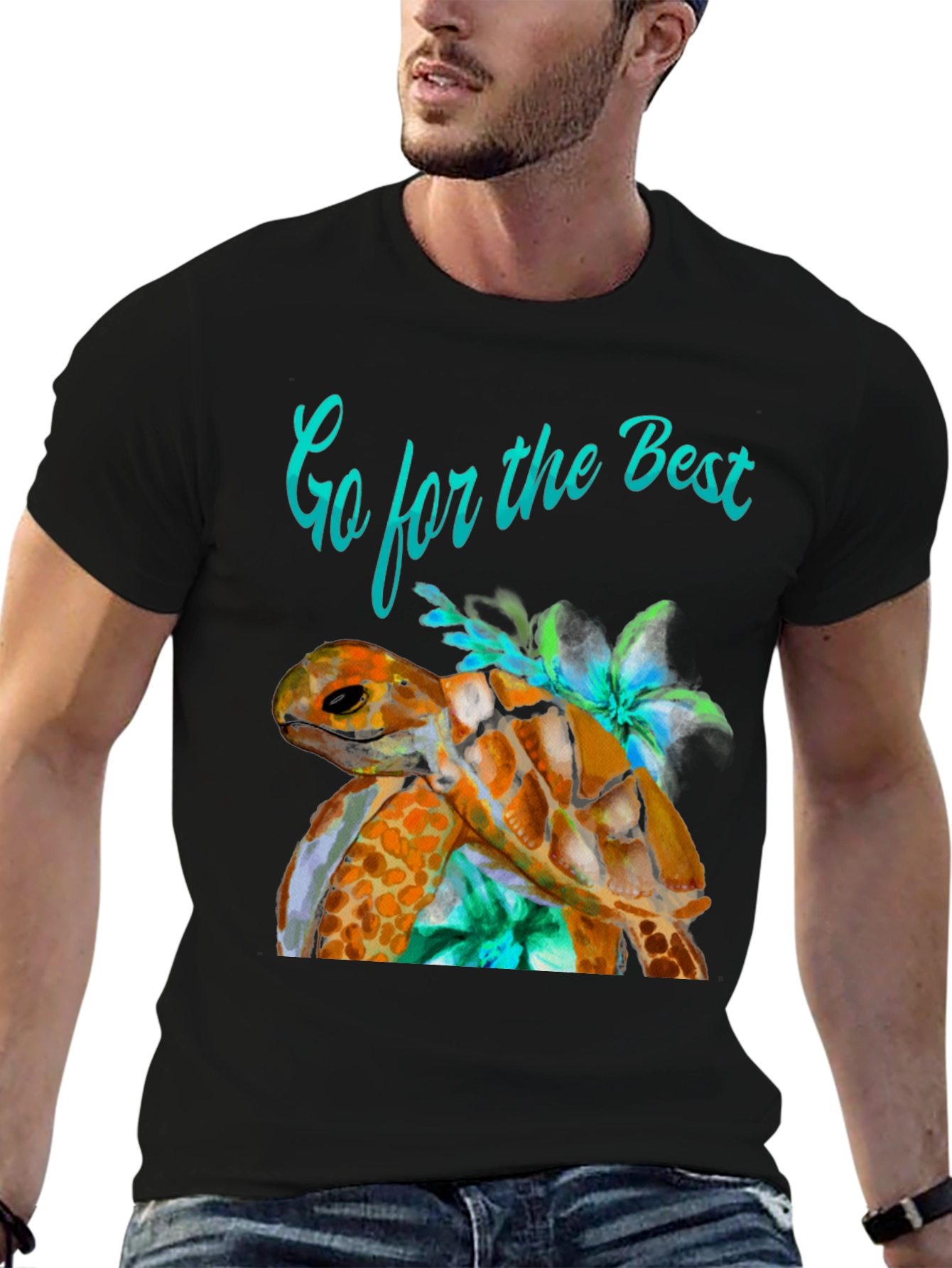 Black Turtle Graphic Tee - Go for the Best! view 6
