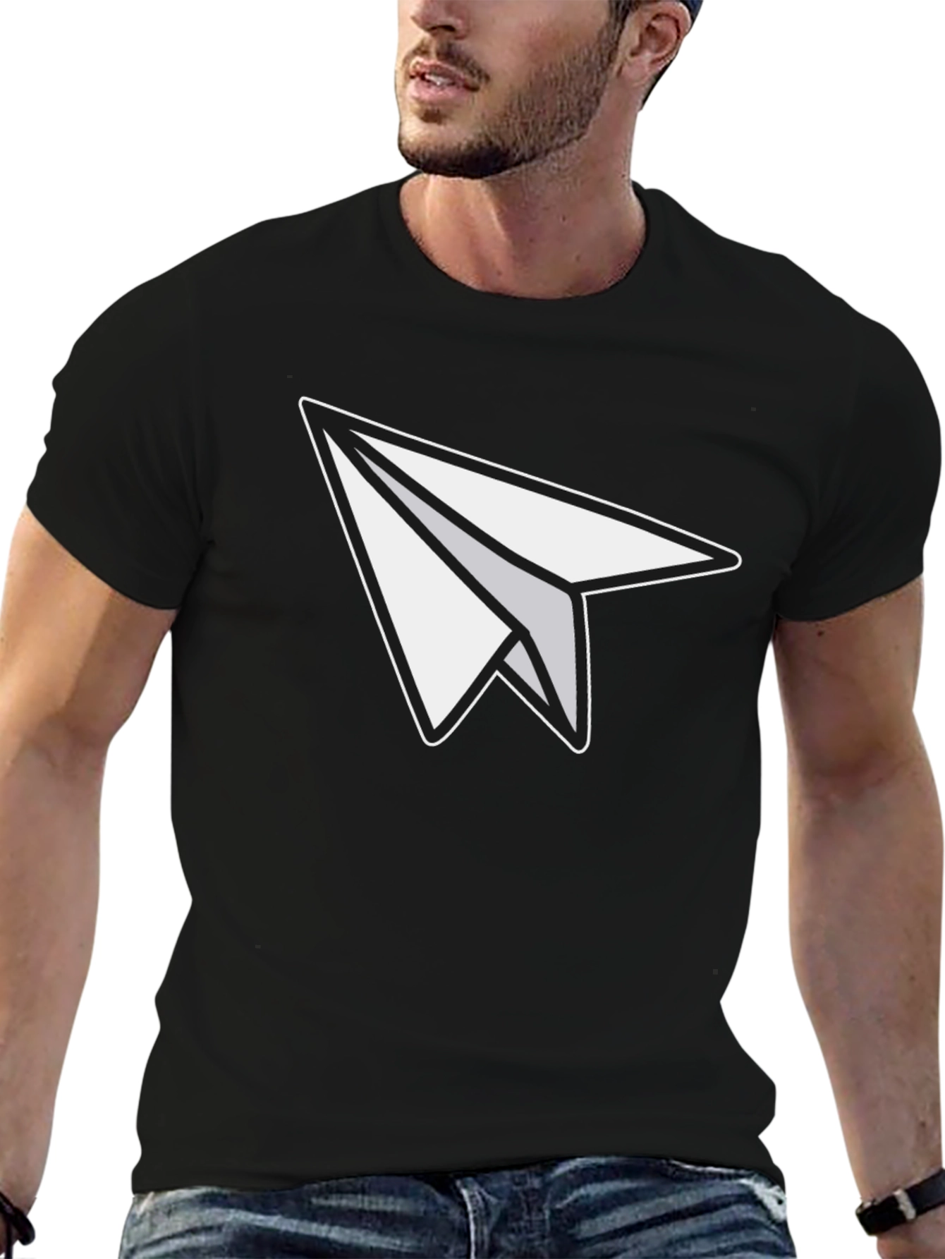 Black Paper Airplane Graphic Tee - Unisex Soft Cotton Blend view 6