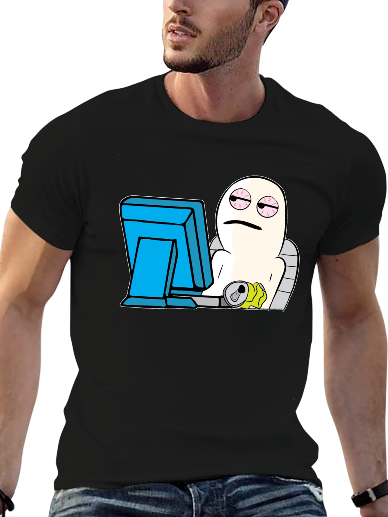 Black Humorous Computer Meme Black T-Shirt view 6