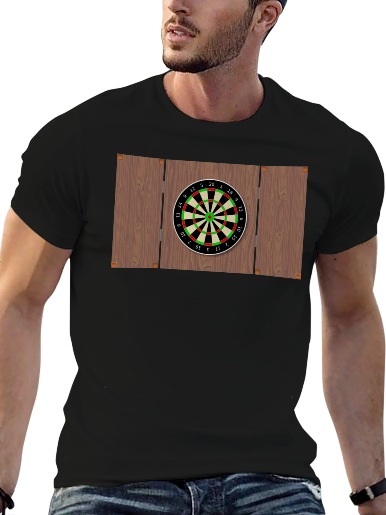 Darts Board Graphic Tee - Black Cotton Casual Wear - 6