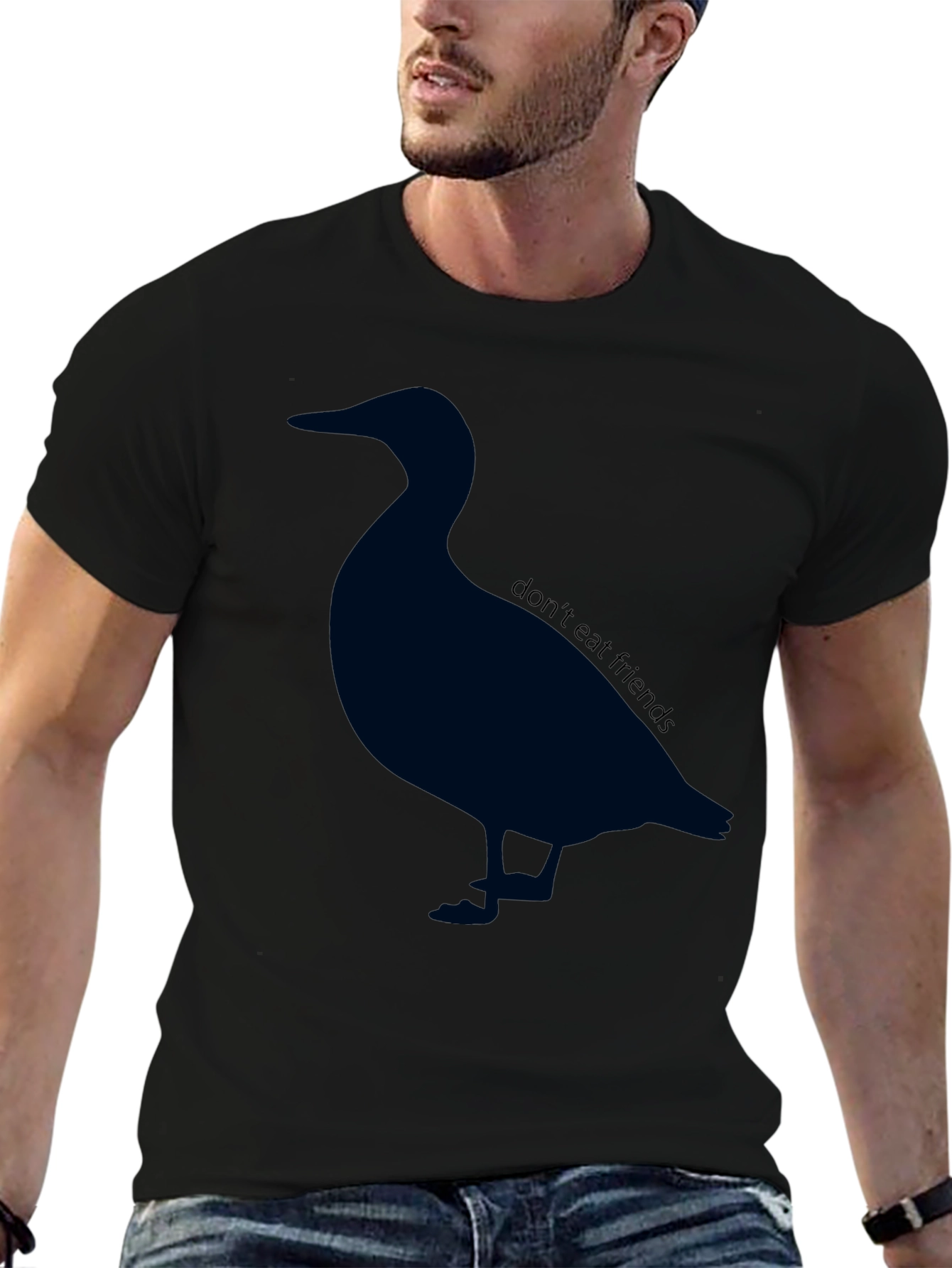 Black Duck Silhouette T-Shirt - 'Don't Eat Friends' Vegan Tee view 6