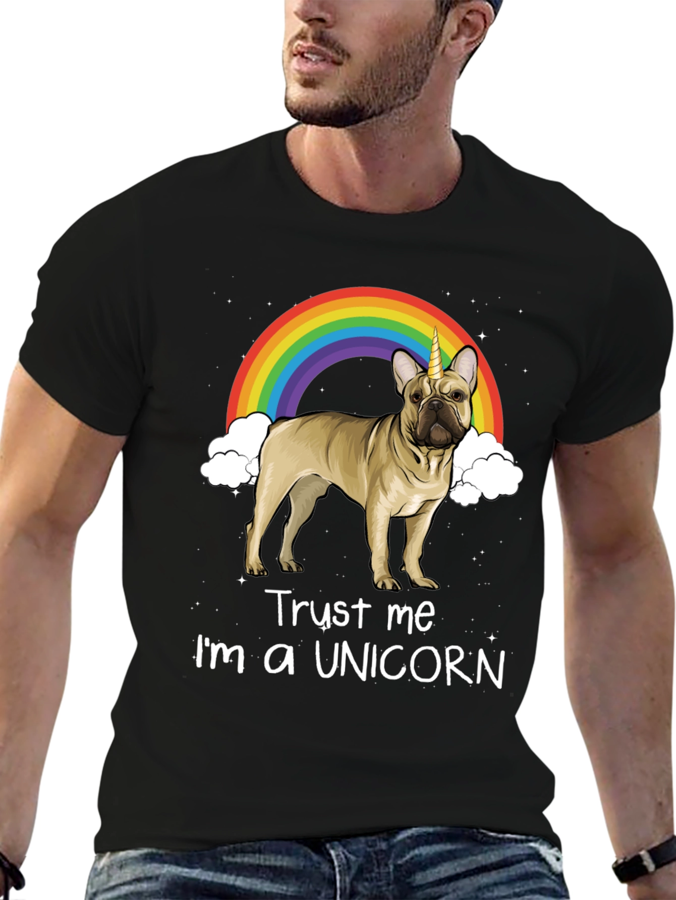 Black Unicorn French Bulldog Graphic Tee view 6