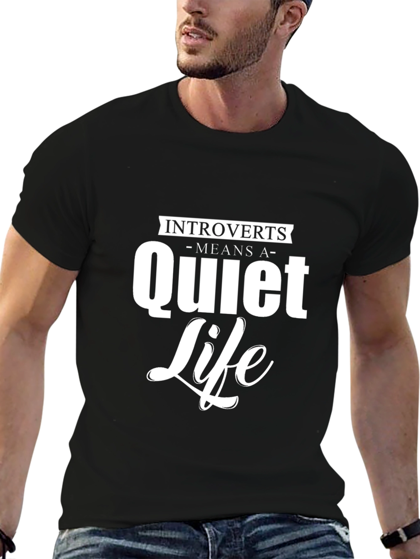 Black Introverts Quiet Life Graphic T-Shirt view 6