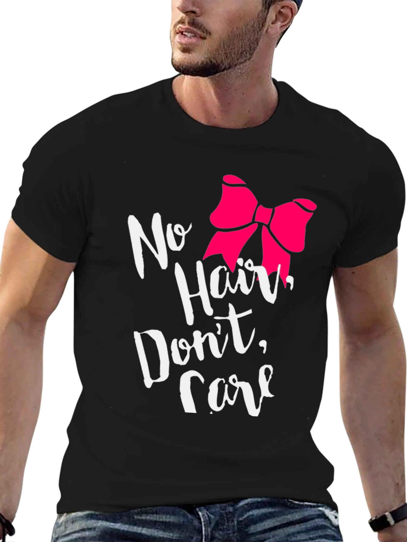 Black No Hair Don't Care T-Shirt view 6
