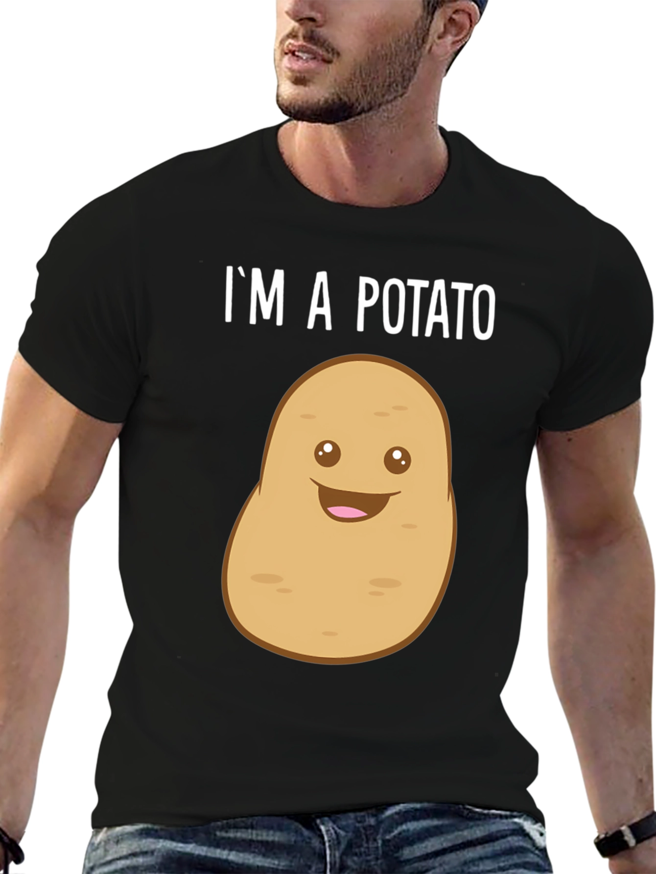 Black Funny Potato T-Shirt - "I'm A Potato" Graphic Tee view 6