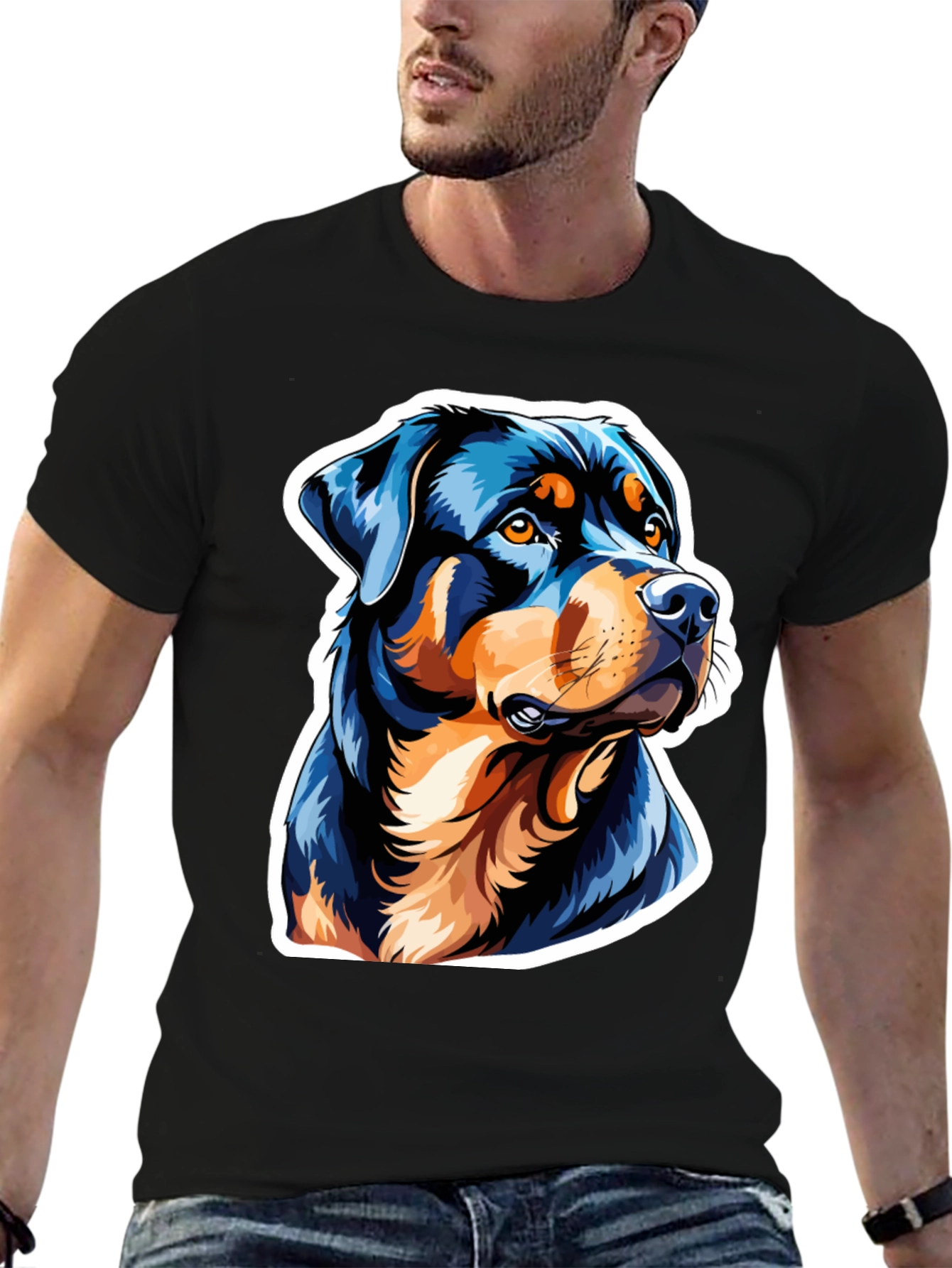 Rottweiler Graphic Tee - Black Cotton Blend - 6