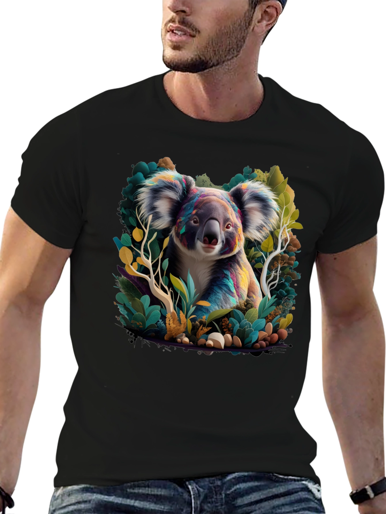 Black Koala Art Graphic Tee - Black view 6