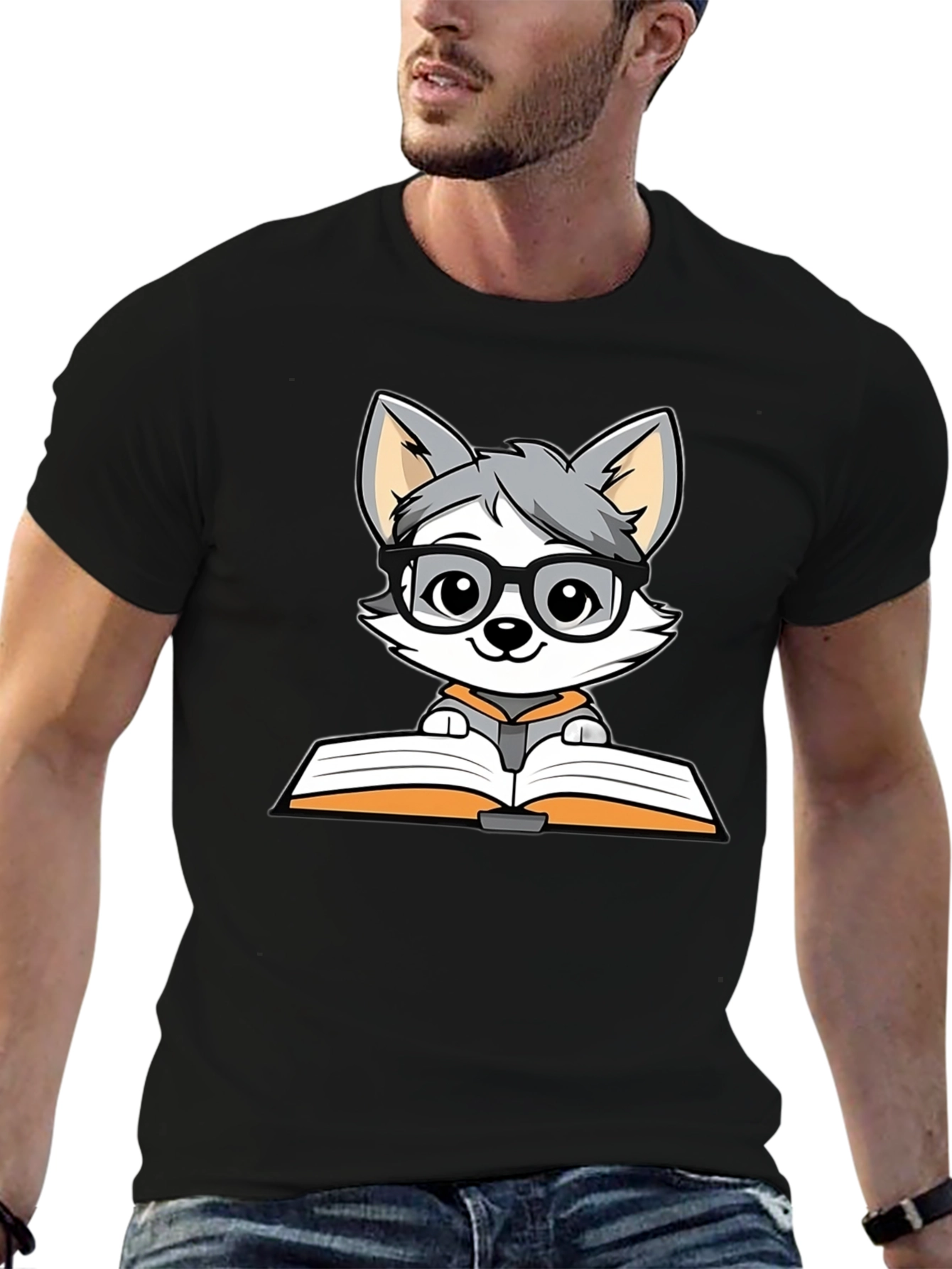 Bookworm Wolf T-Shirt - Cute Cartoon Design - 6