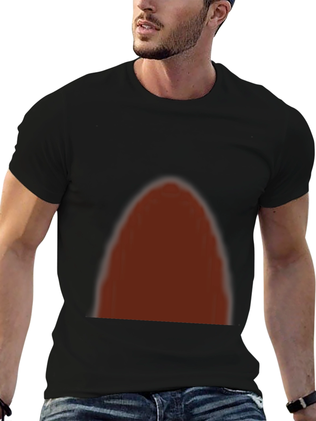 Black Men's Basic Black Short Sleeve T-Shirt view 6