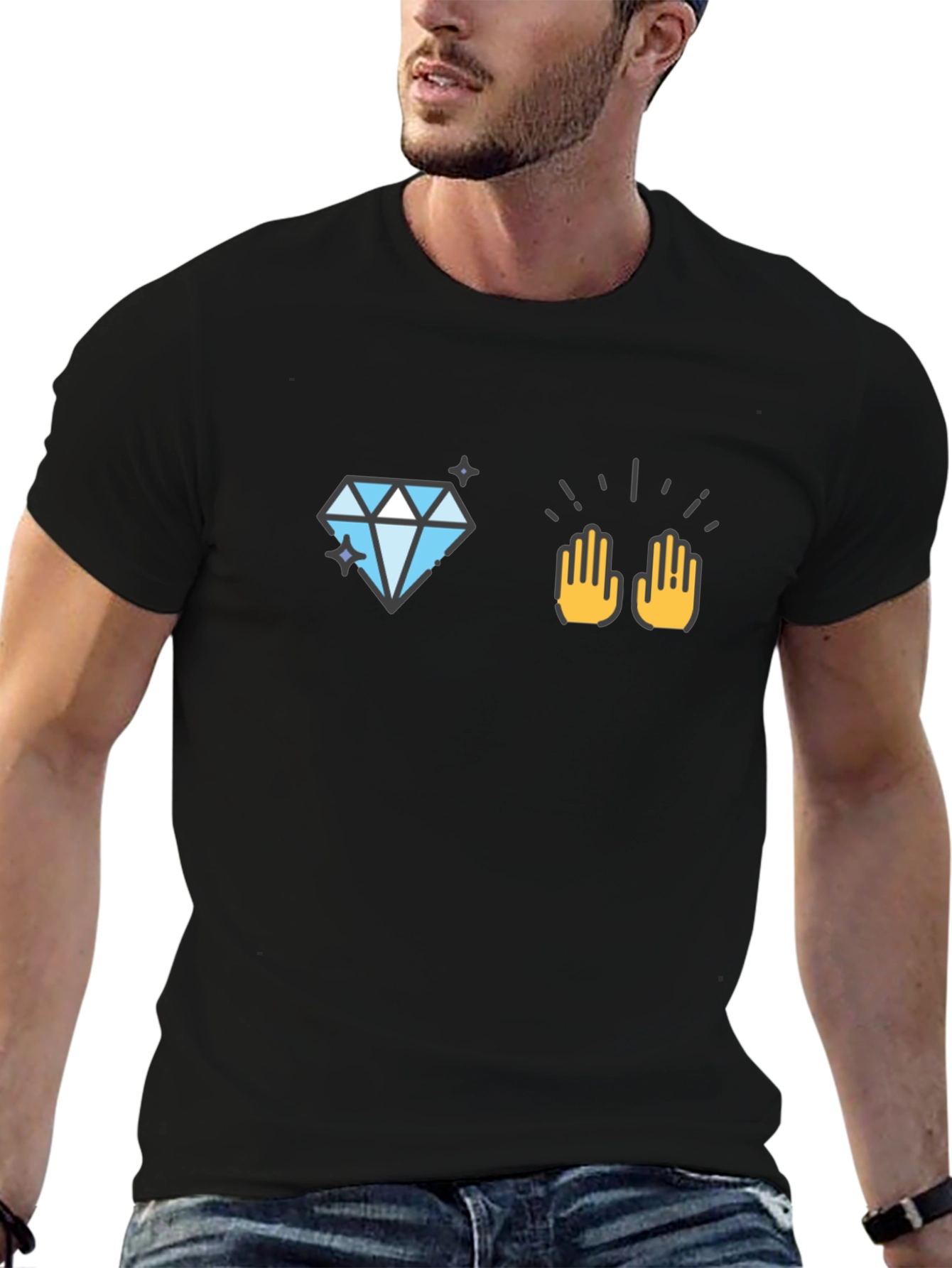 Black Diamond Hands Black T-Shirt - Premium Graphic Tee view 6