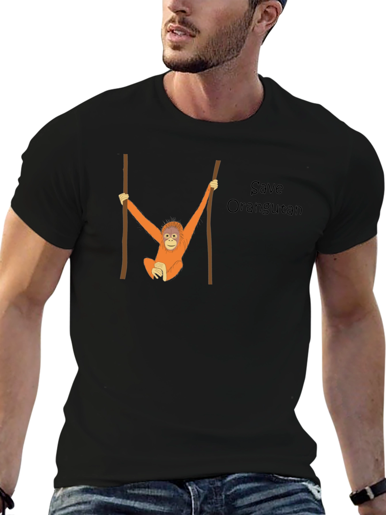 Black Save Orangutan Graphic Tee - Black view 6