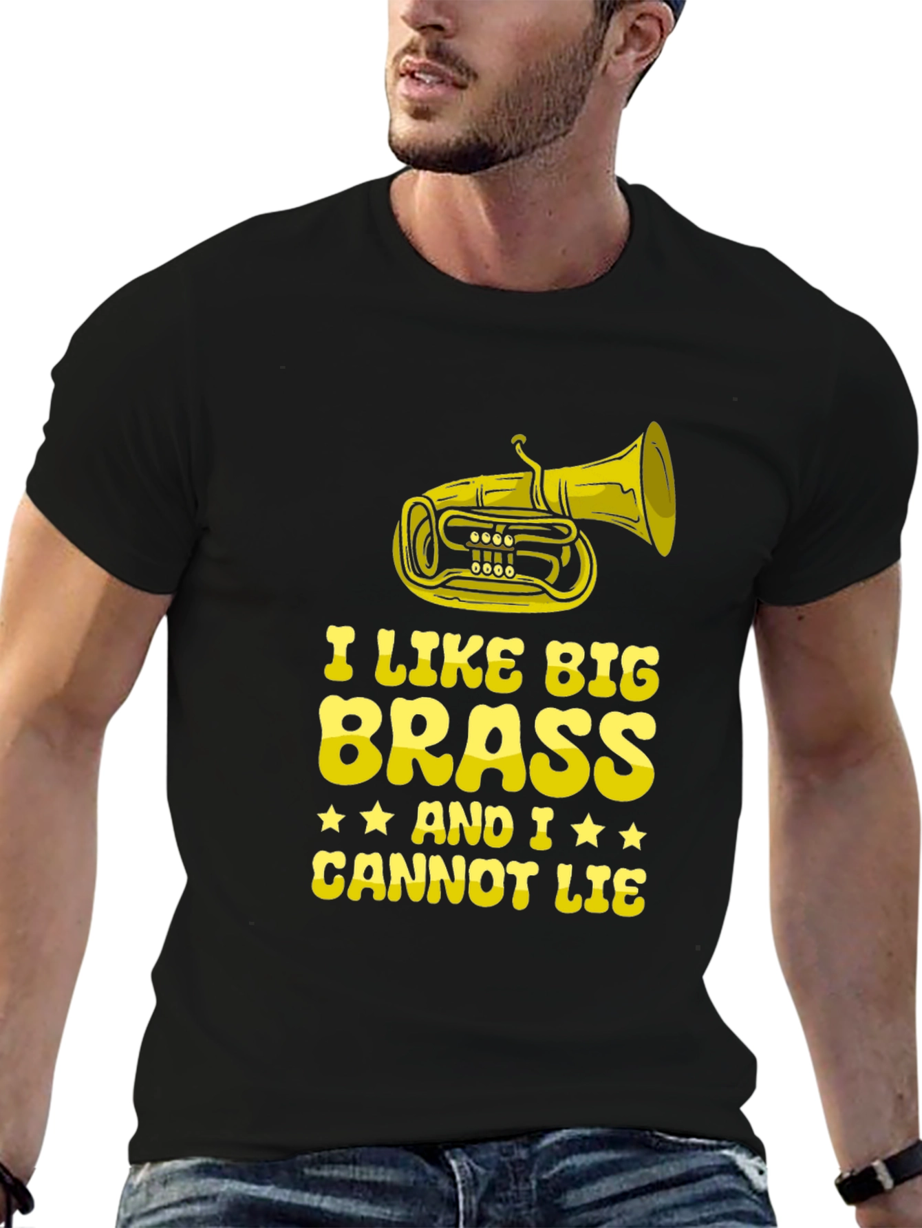 Black I Like Big Brass T-Shirt - Funny Musician Tee view 6