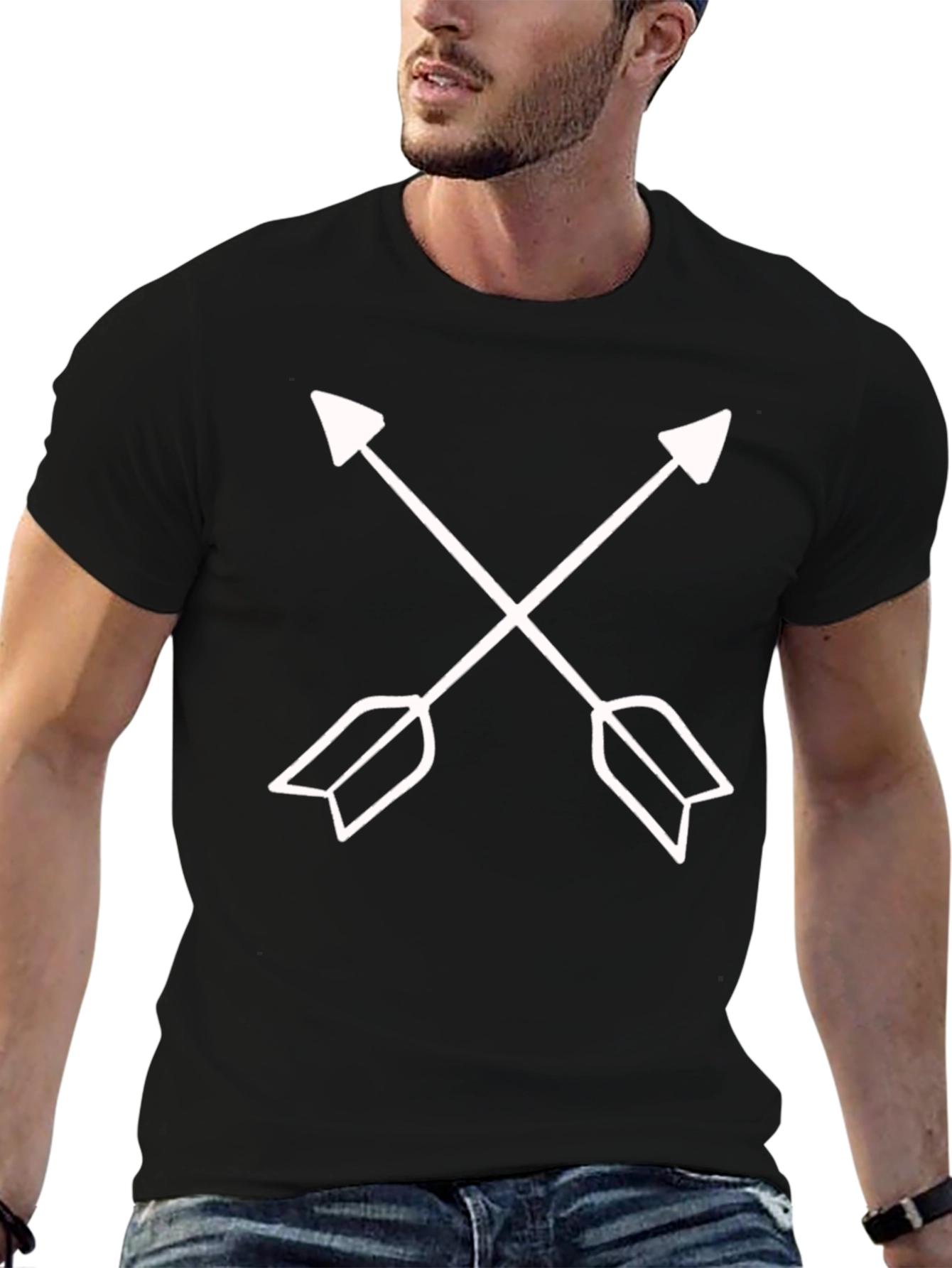 Black Crossed Arrows Graphic Tee - Black view 6