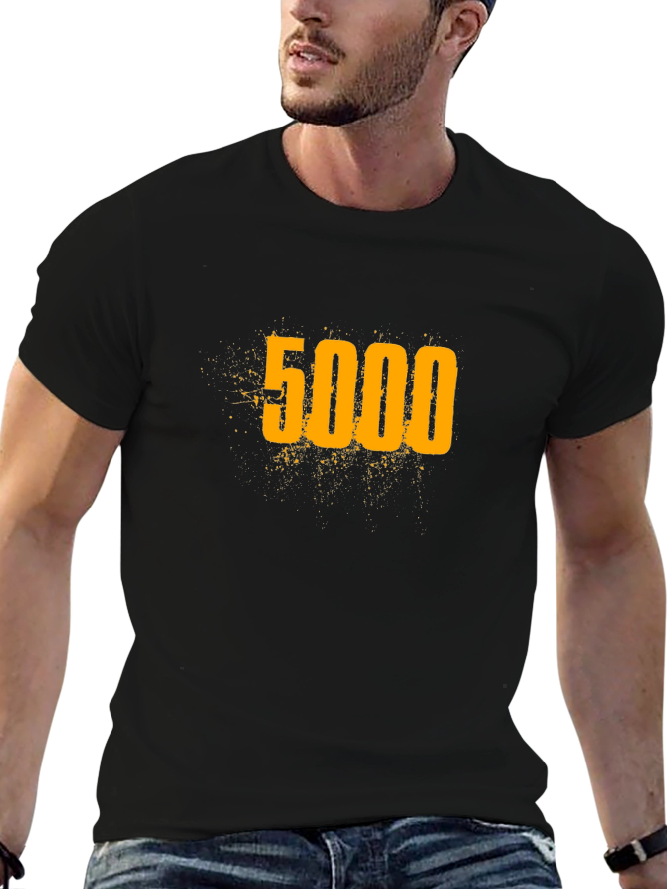 Black 5000 Graphic Tee - Black Cotton Blend T-Shirt view 6