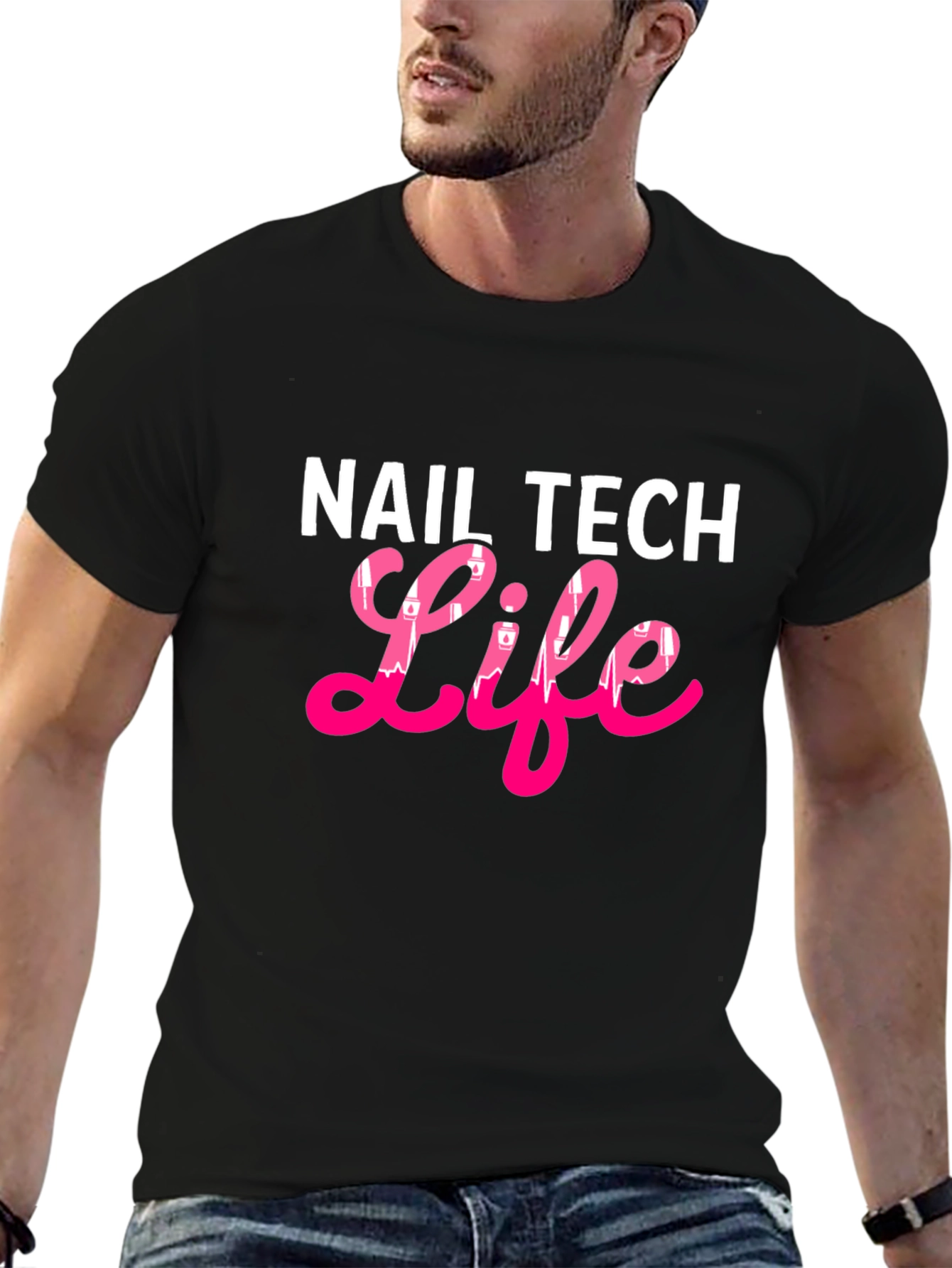 Black Nail Tech Life Black T-Shirt view 6