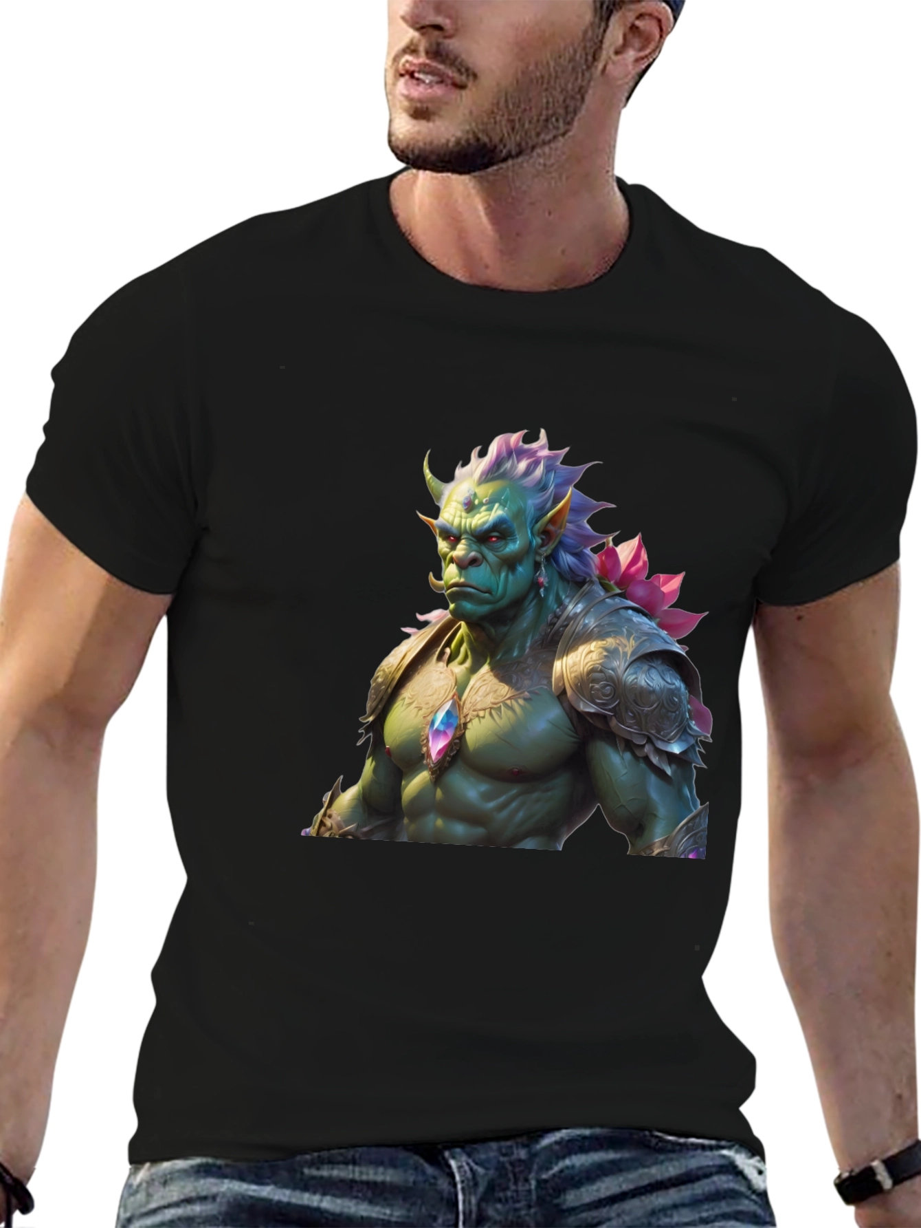 Black Fantasy Creature Graphic Tee - Unique Design view 6