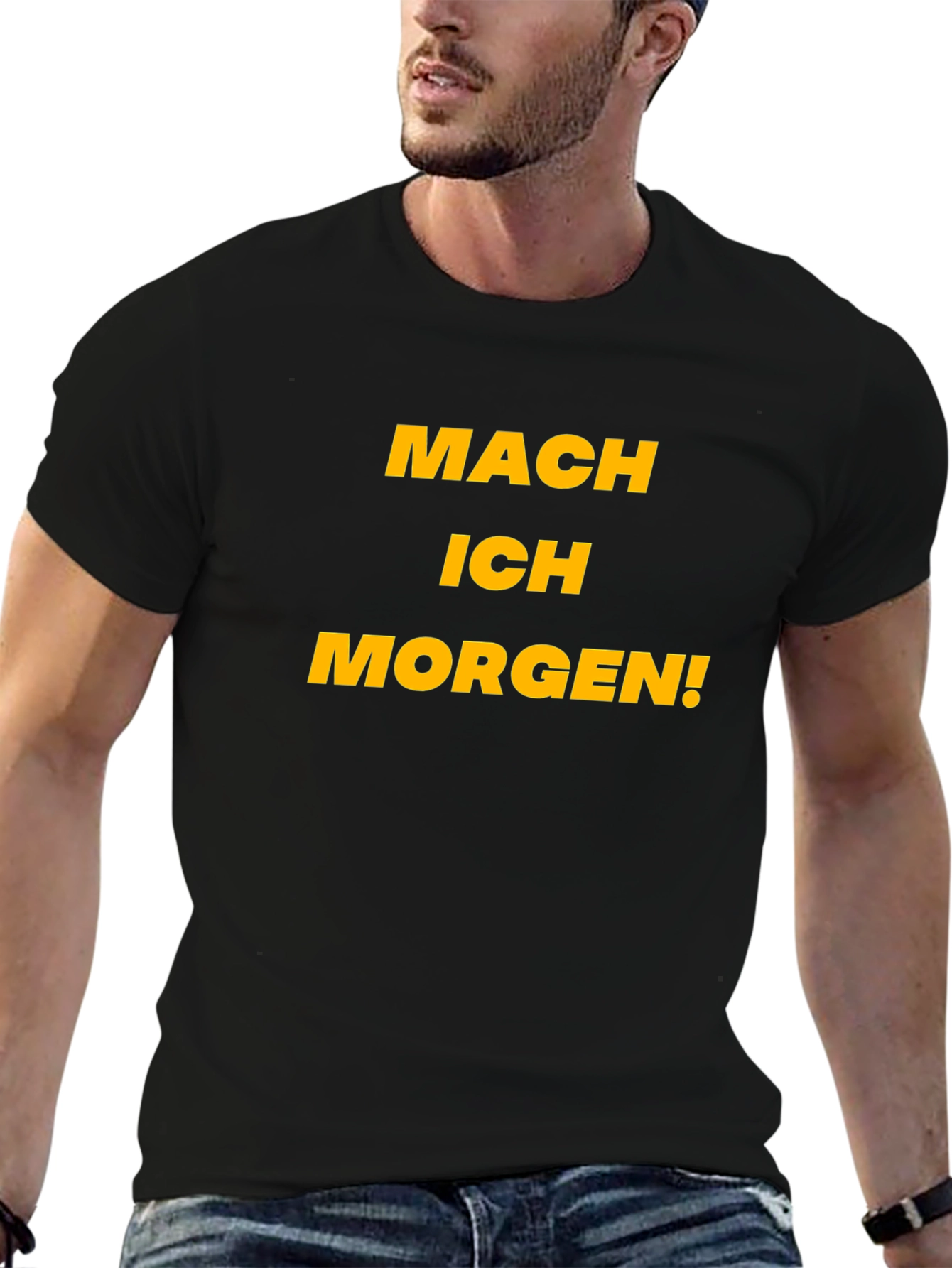 Black Procrastination T-Shirt - 'Mach Ich Morgen!' (I'll Do It Tomorrow!) view 6