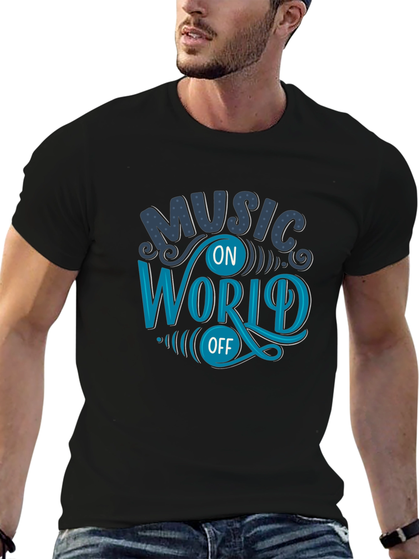 Black Music On World Off Graphic T-Shirt view 6