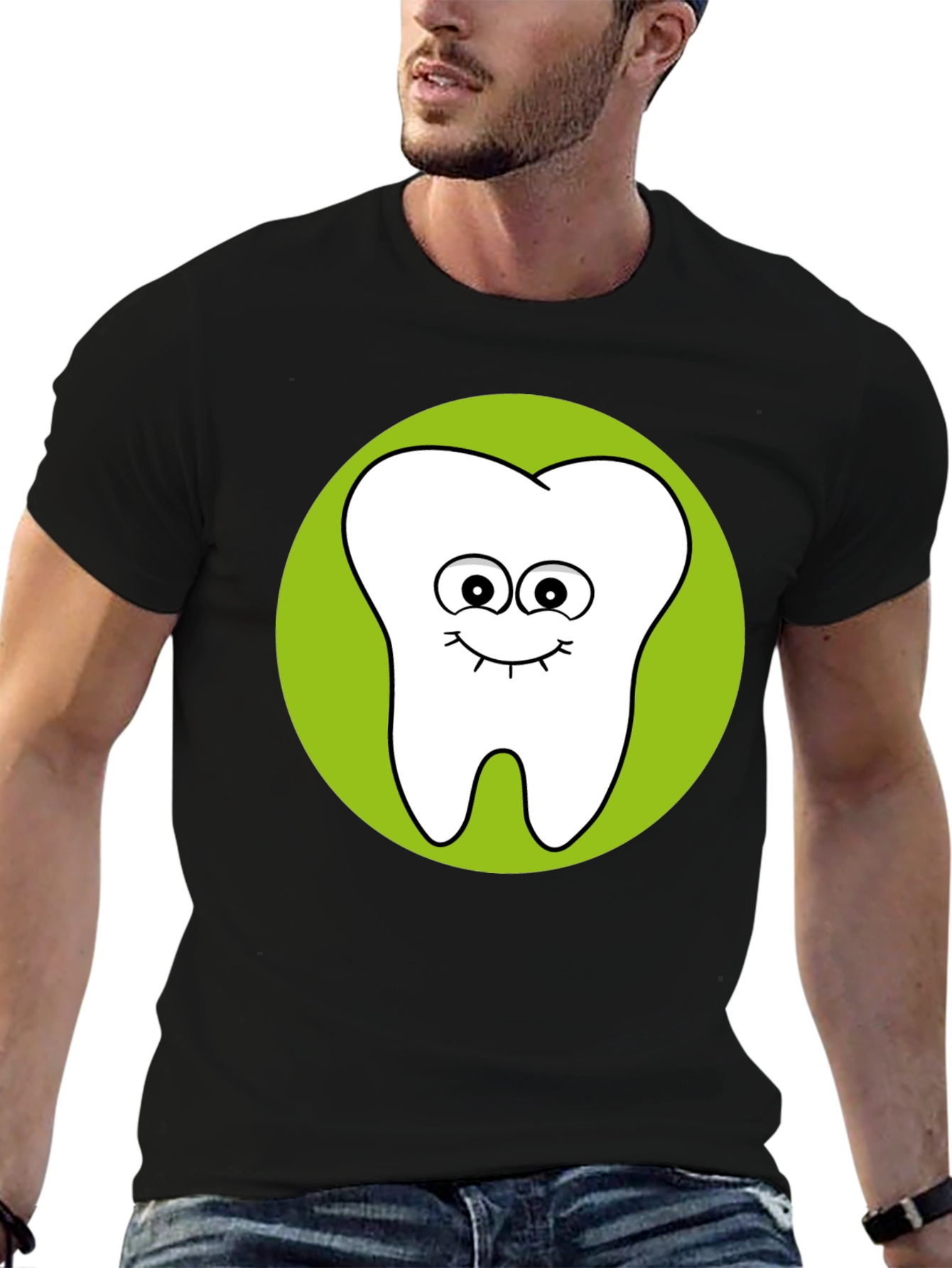 Black Funny Tooth Graphic Tee - Black Cotton T-Shirt view 6