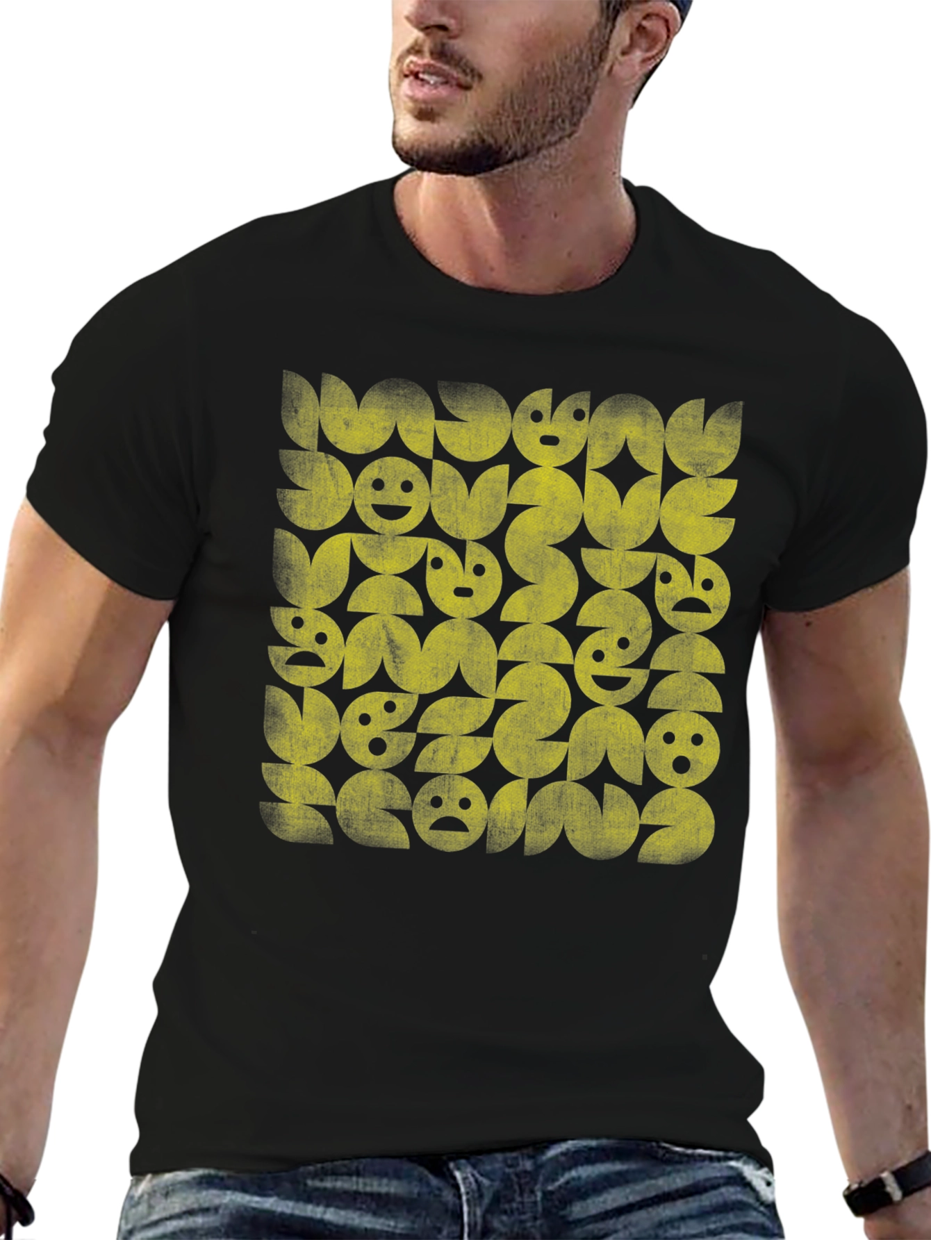 Black Retro Graphic Print Black T-Shirt view 6
