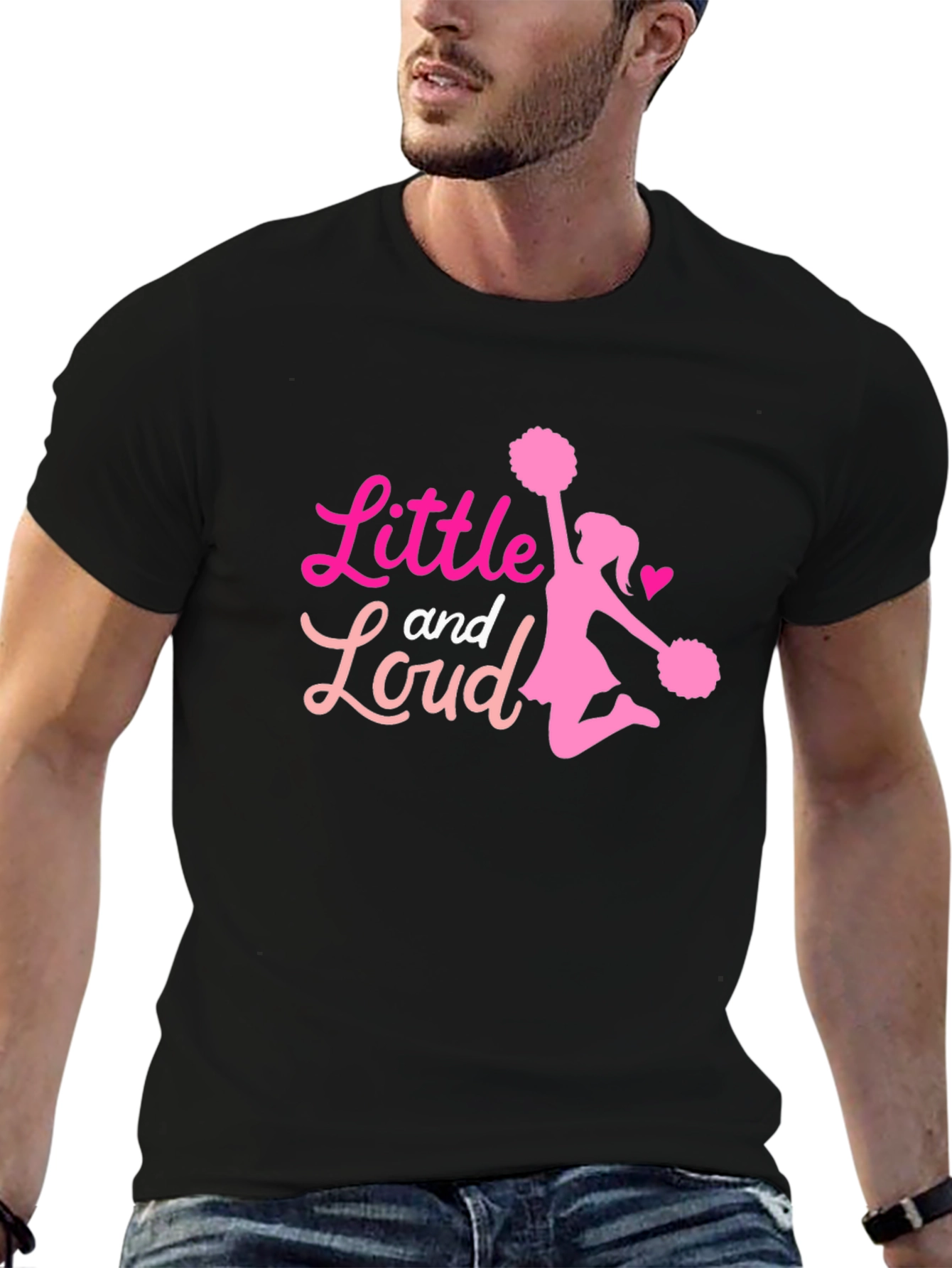 Black Little and Loud Cheerleader T-Shirt - Black view 6