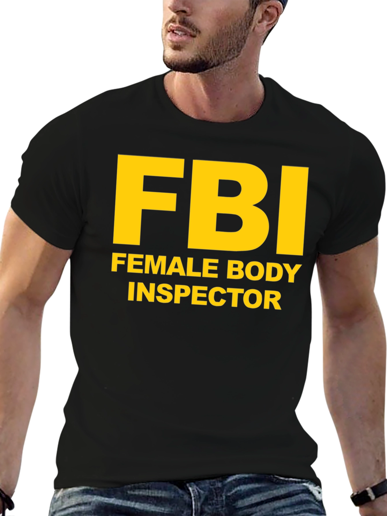 Black FBI Female Body Inspector Novelty T-Shirt view 6