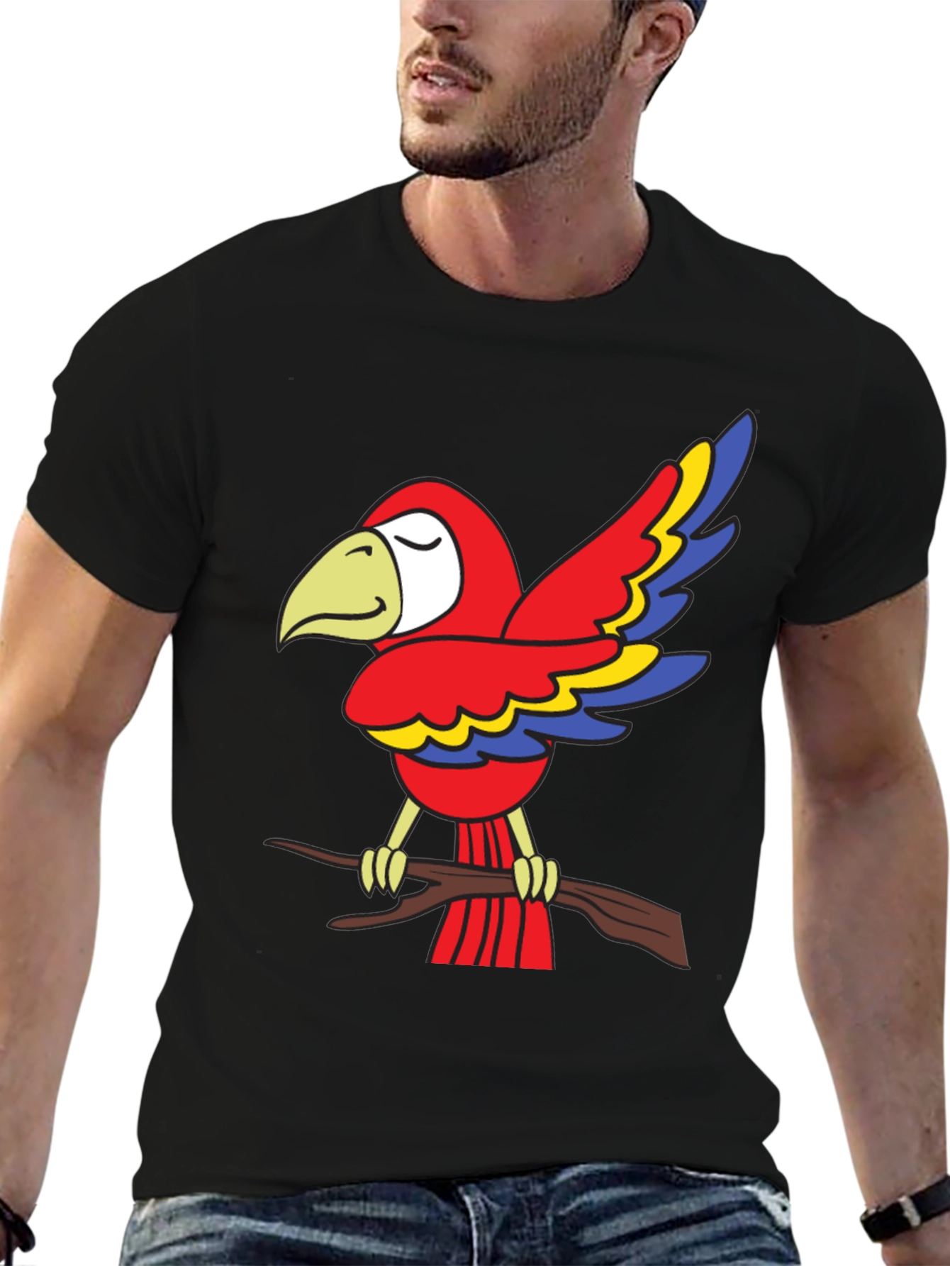 Black Parrot Graphic Tee - Bird Lover's T-Shirt view 6
