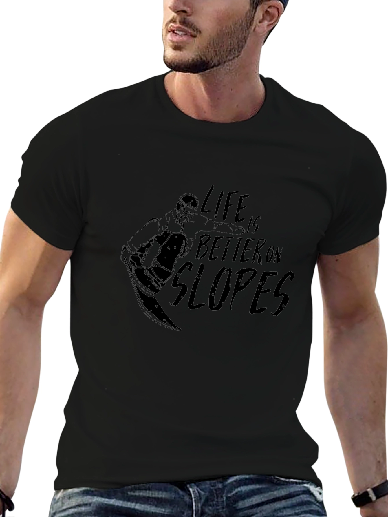 Black Life is Better on Slopes Black Graphic Tee view 6
