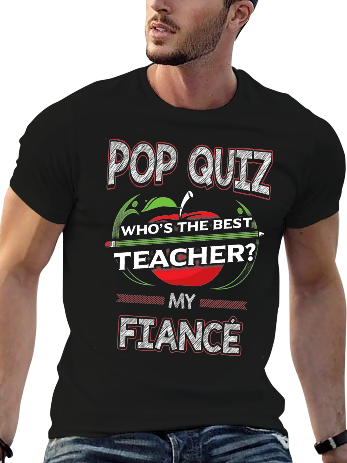 Black Pop Quiz My Fiance Teacher T-Shirt view 6