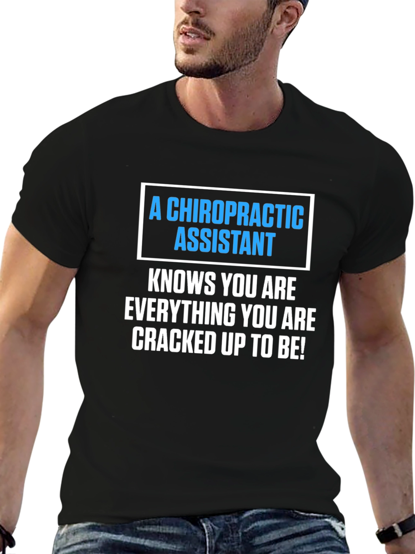 Black Chiropractic Assistant T-Shirt view 6