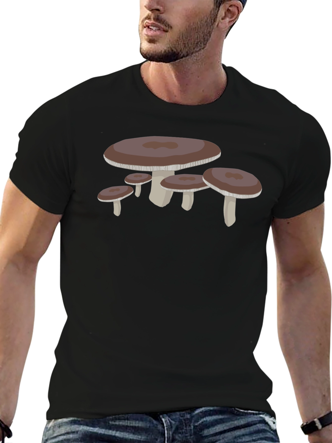 Black Mushroom Graphic Tee - Unique Nature Lover's T-Shirt view 6