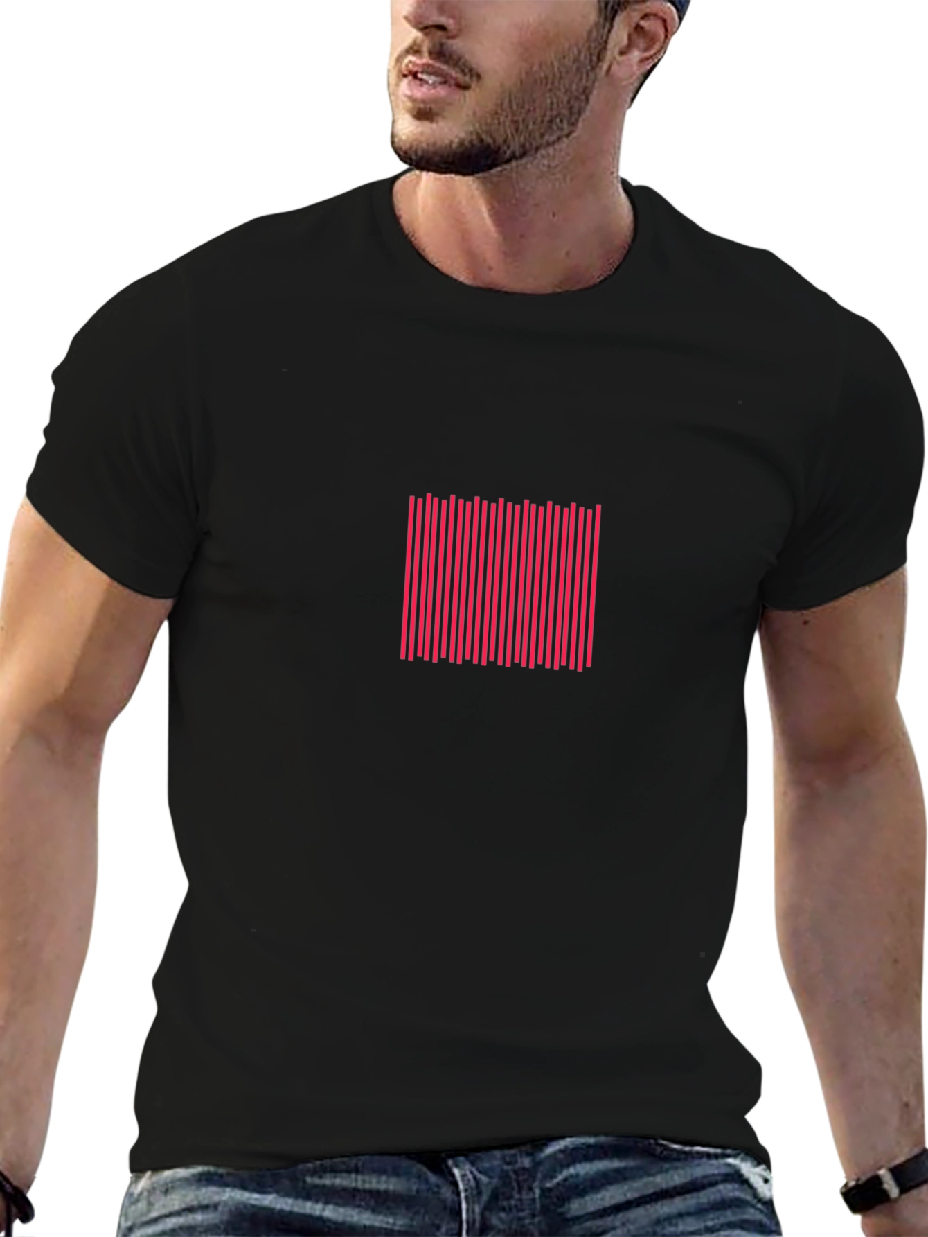 Black Modern Striped Graphic Tee view 6