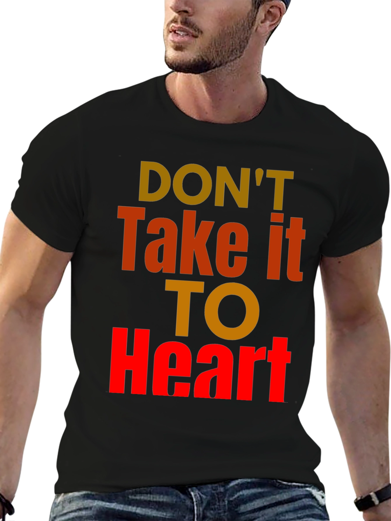 Black Don't Take It To Heart Graphic Tee - Unisex Casual Black T-Shirt view 6