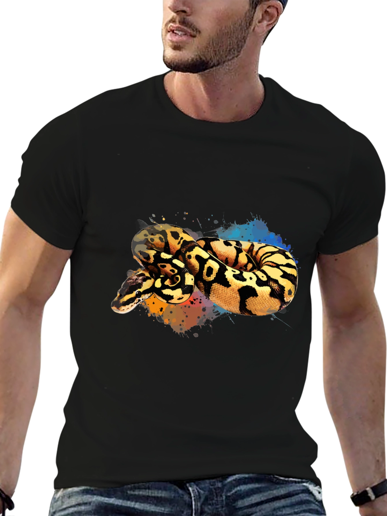 Black Python Snake Graphic Tee - Cool Reptile Design view 6