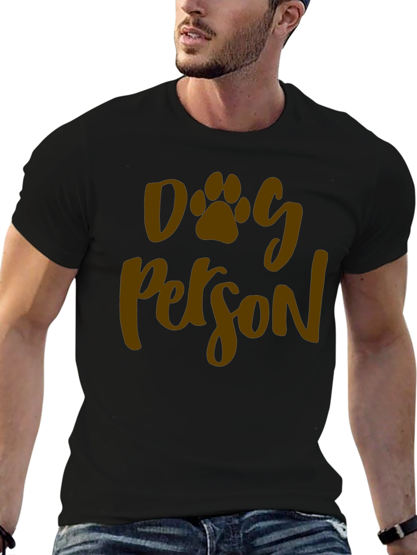 Black Dog Person Graphic Tee -  Unisex Black T-Shirt view 6