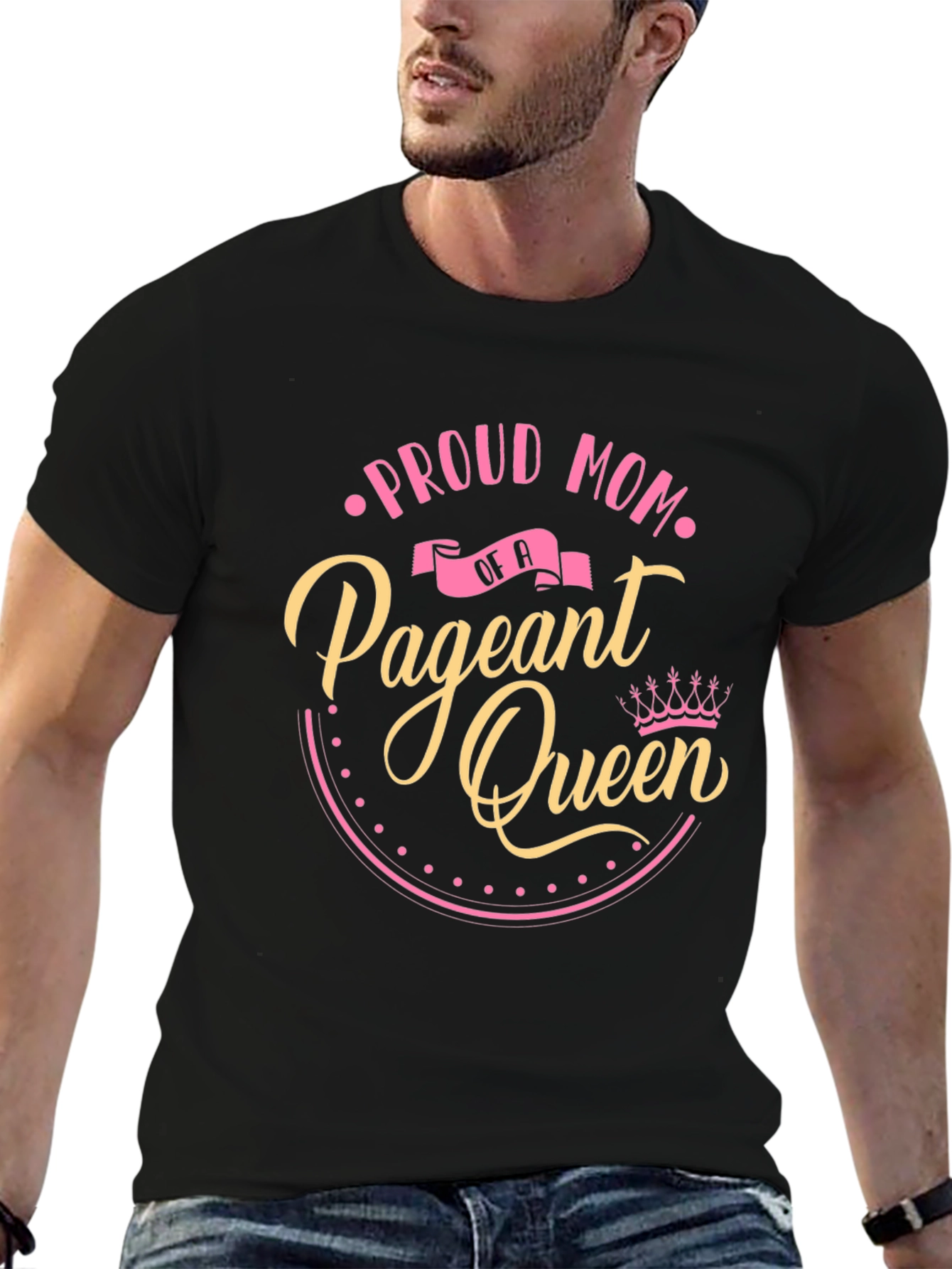 Black Proud Mom of a Pageant Queen Black T-Shirt view 6