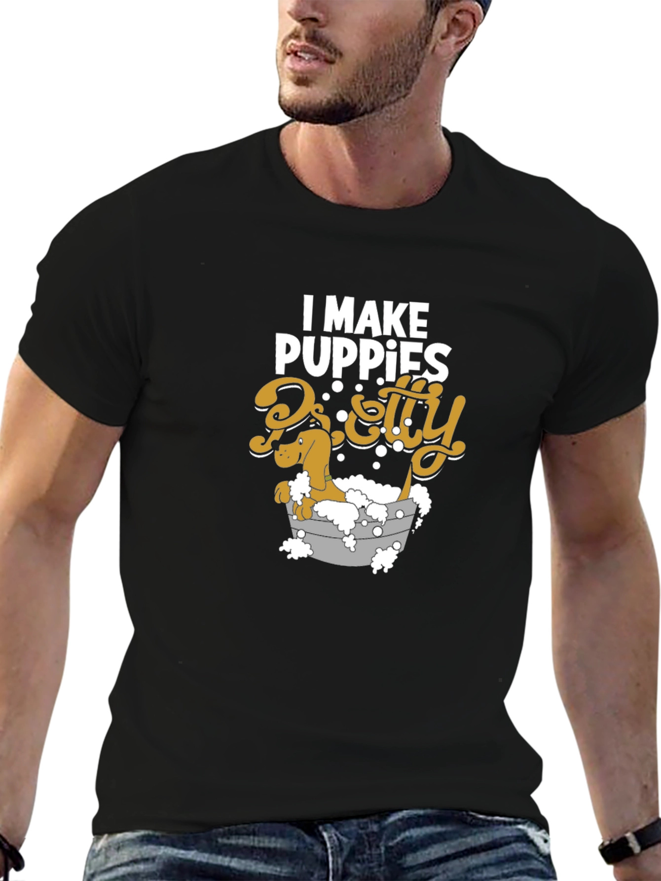 Black I Make Puppies Pretty T-Shirt Funny Groomer Tee view 6