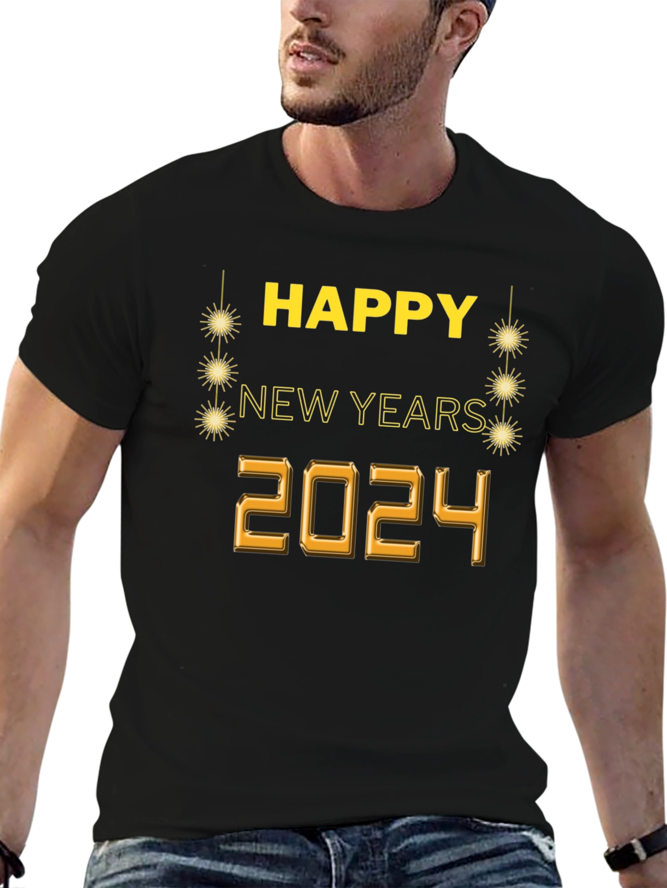 Black Happy New Year 2024 Graphic Tee view 6